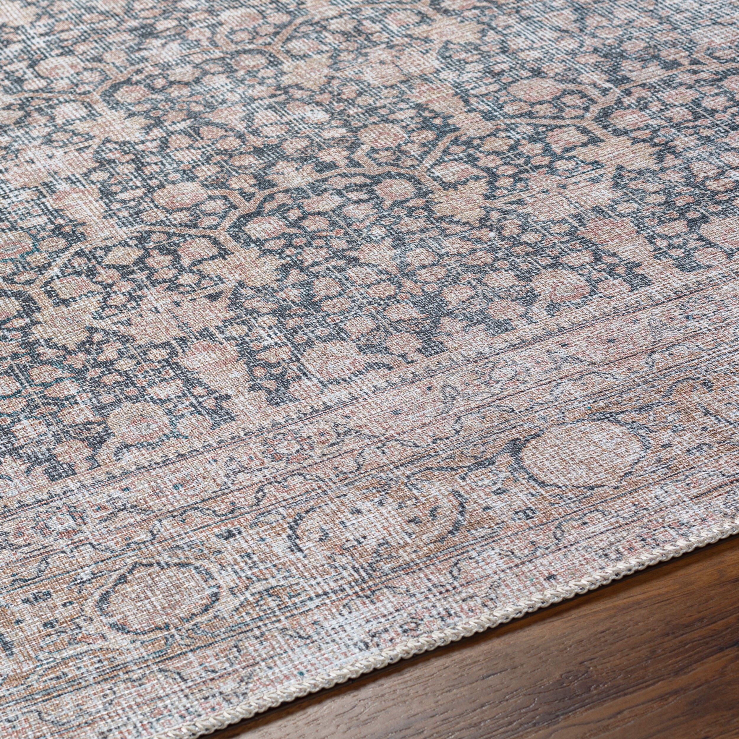 Surya Amelie AML-2387 Black Machine Washable Area Rug by LIVABLISS