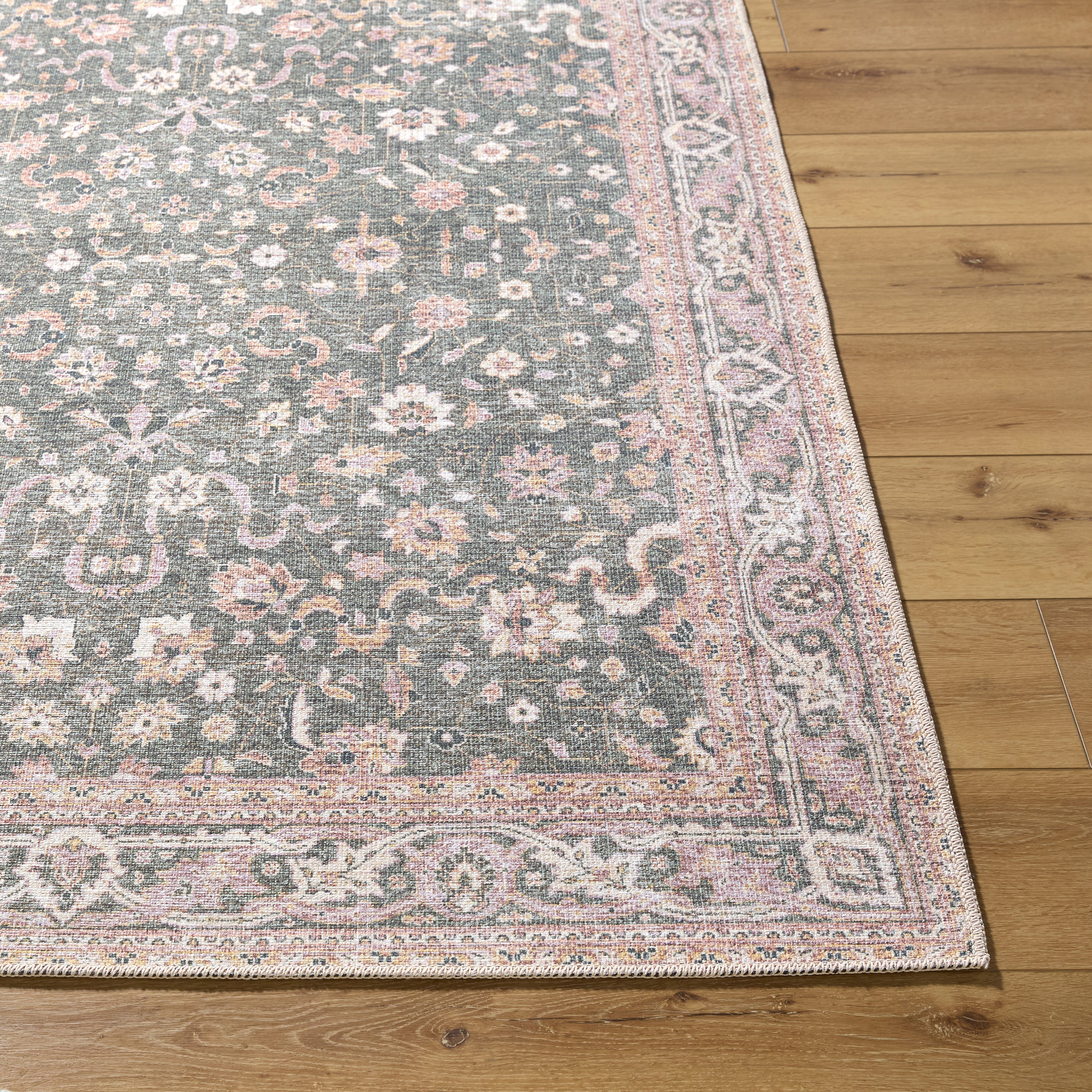 Surya Amelie AML-2392 Medium Green Machine Washable Area Rug by LIVABLISS