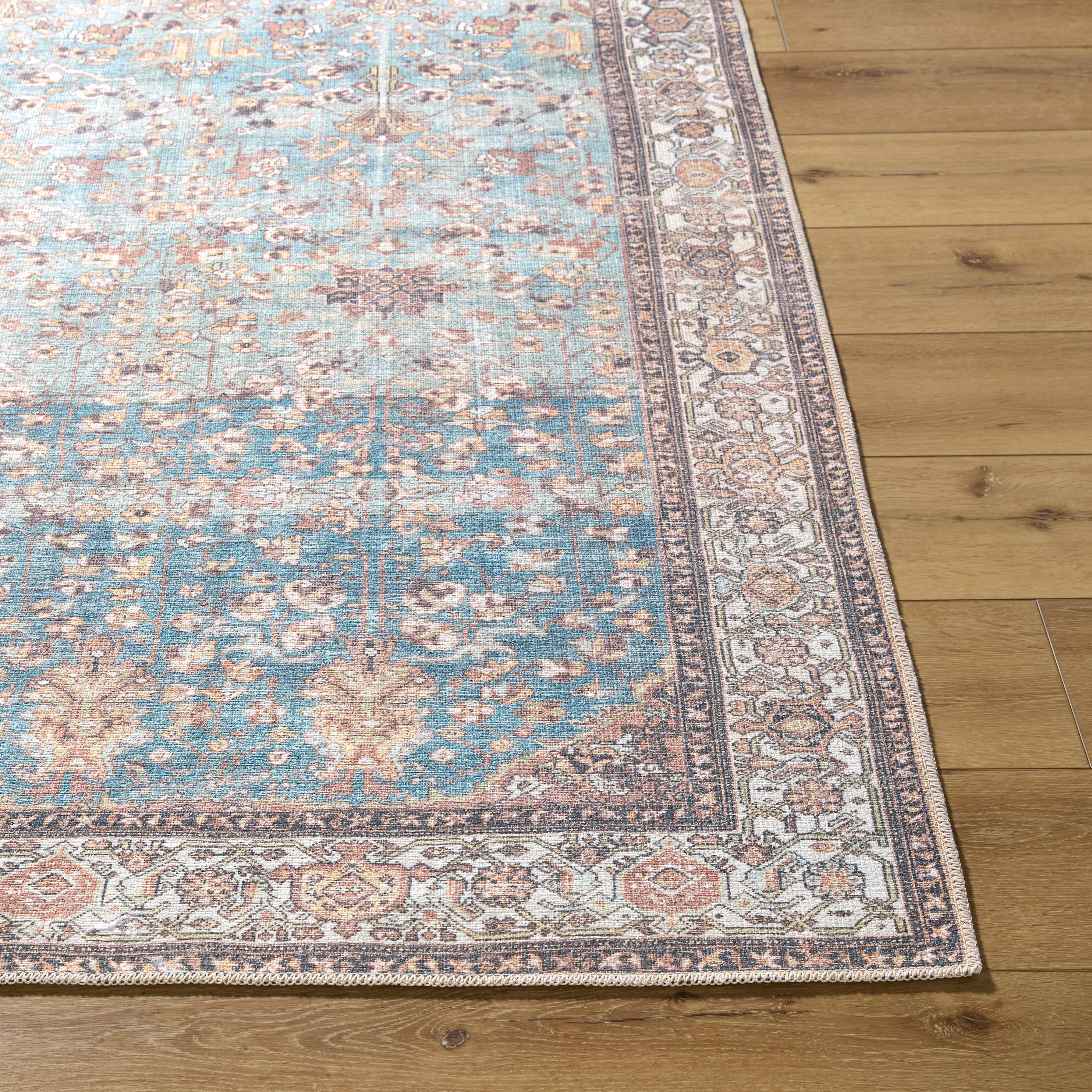 Surya Amelie AML-2399 Pale Blue Machine Washable Area Rug by LIVABLISS