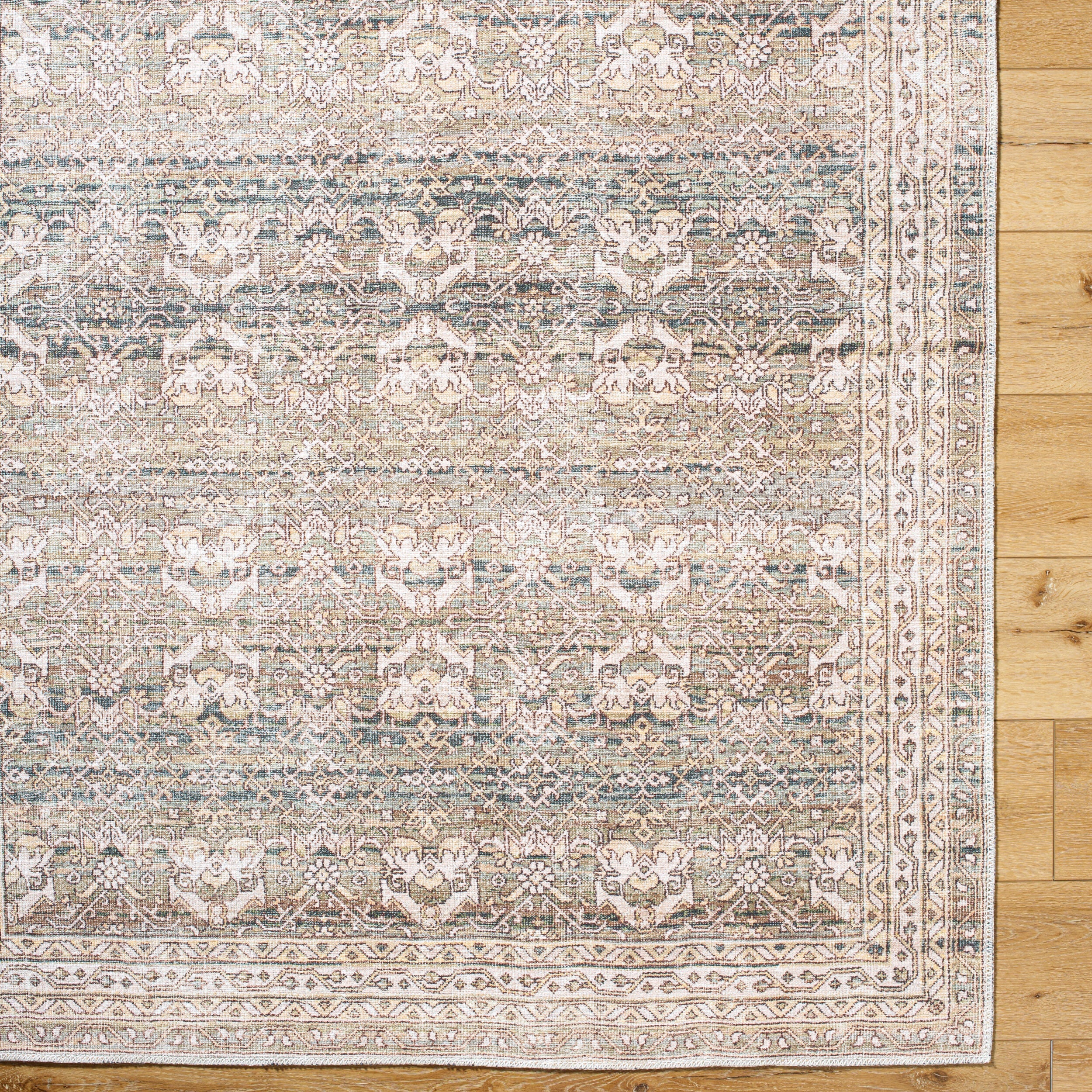 Surya Amelie AML-2404 Medium Green Machine Washable Area Rug by LIVABLISS
