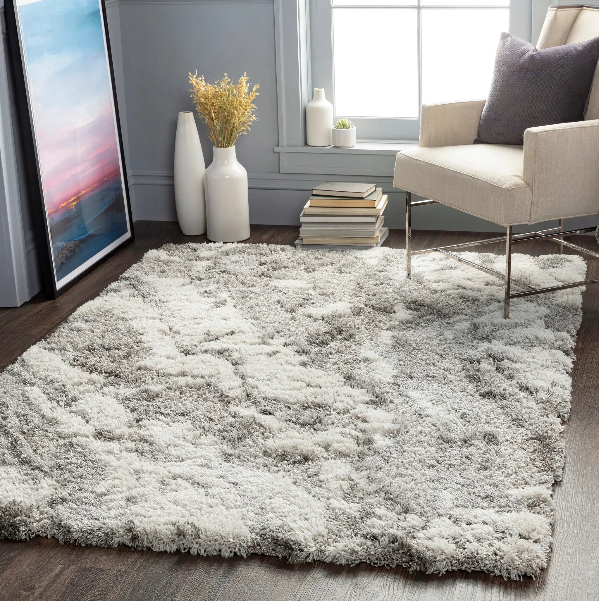 Alta Shag ASG-2301 Gray Area Rug by LIVABLISS