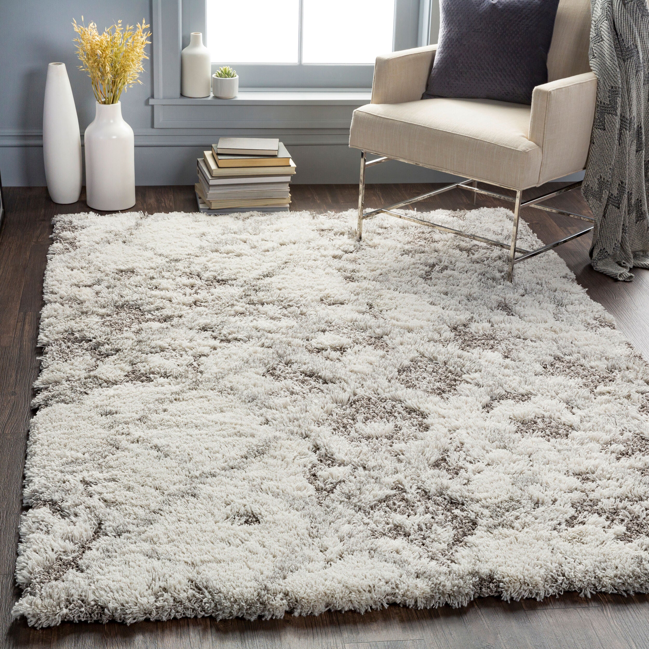 Surya Alta Shag ASG-2305 Off-White Area Rug by LIVABLISS