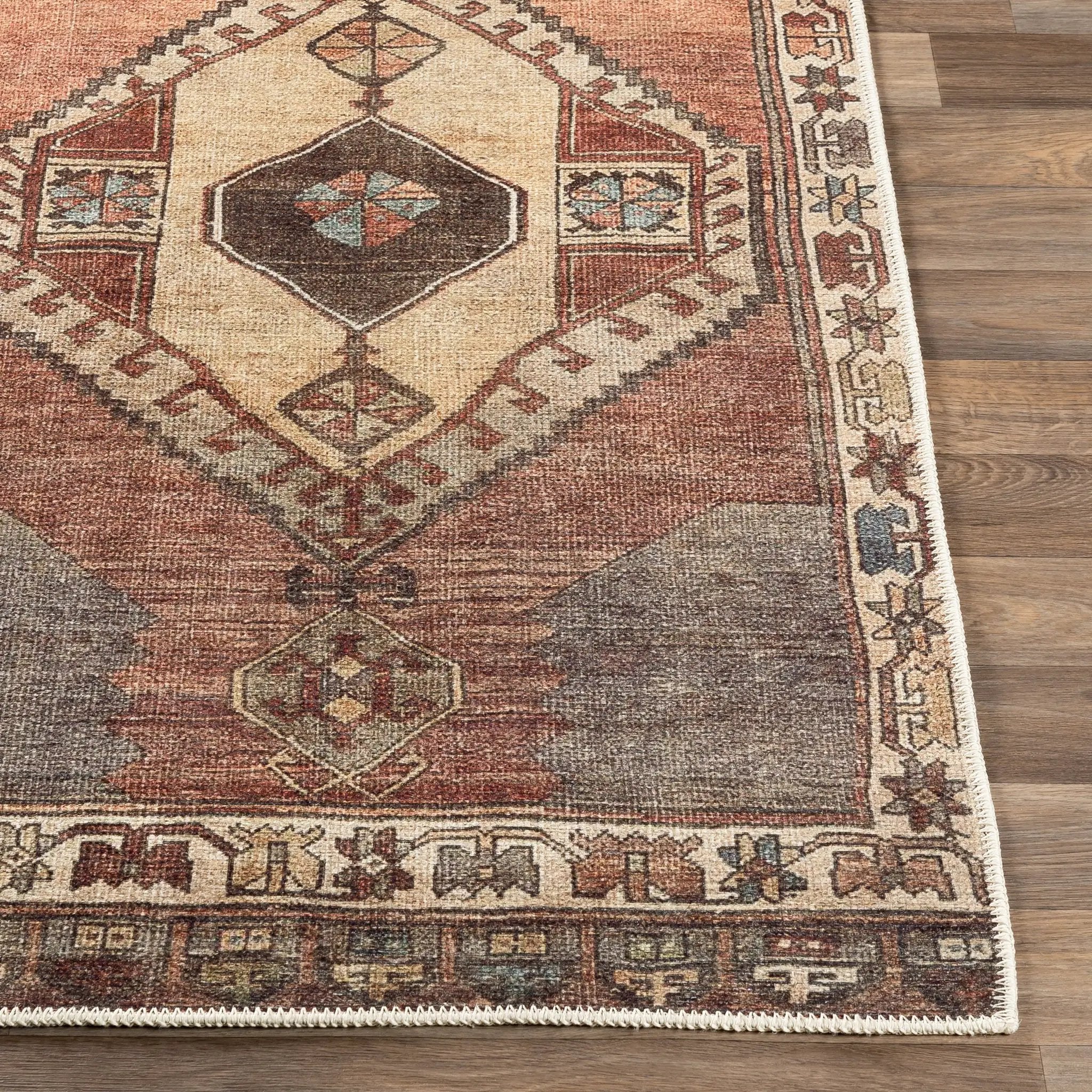 Antiquity AUY-2303 Dark-Brown Area Rug by LIVABLISS