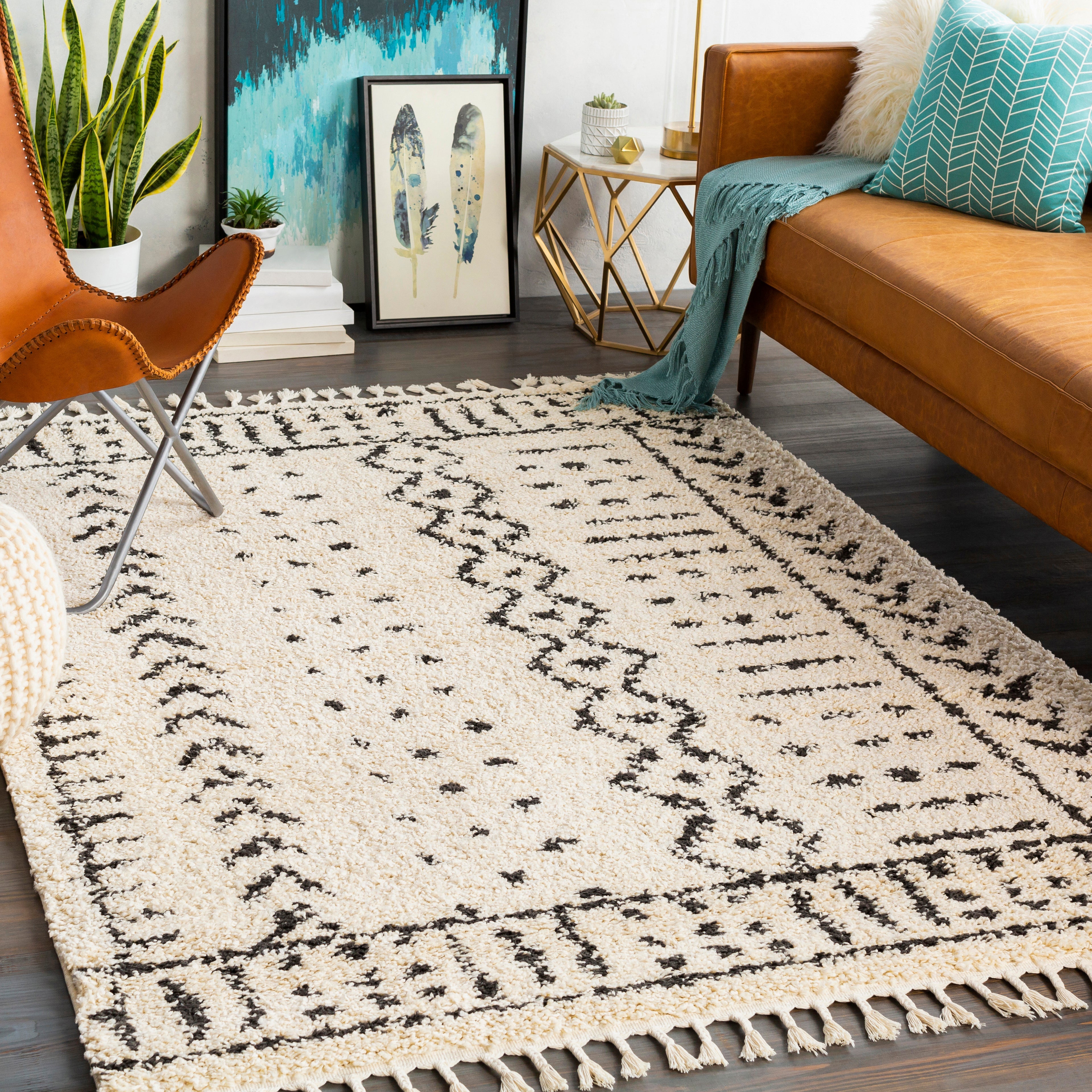Surya Berber Shag BBE-2311 Black Area Rug by LIVABLISS