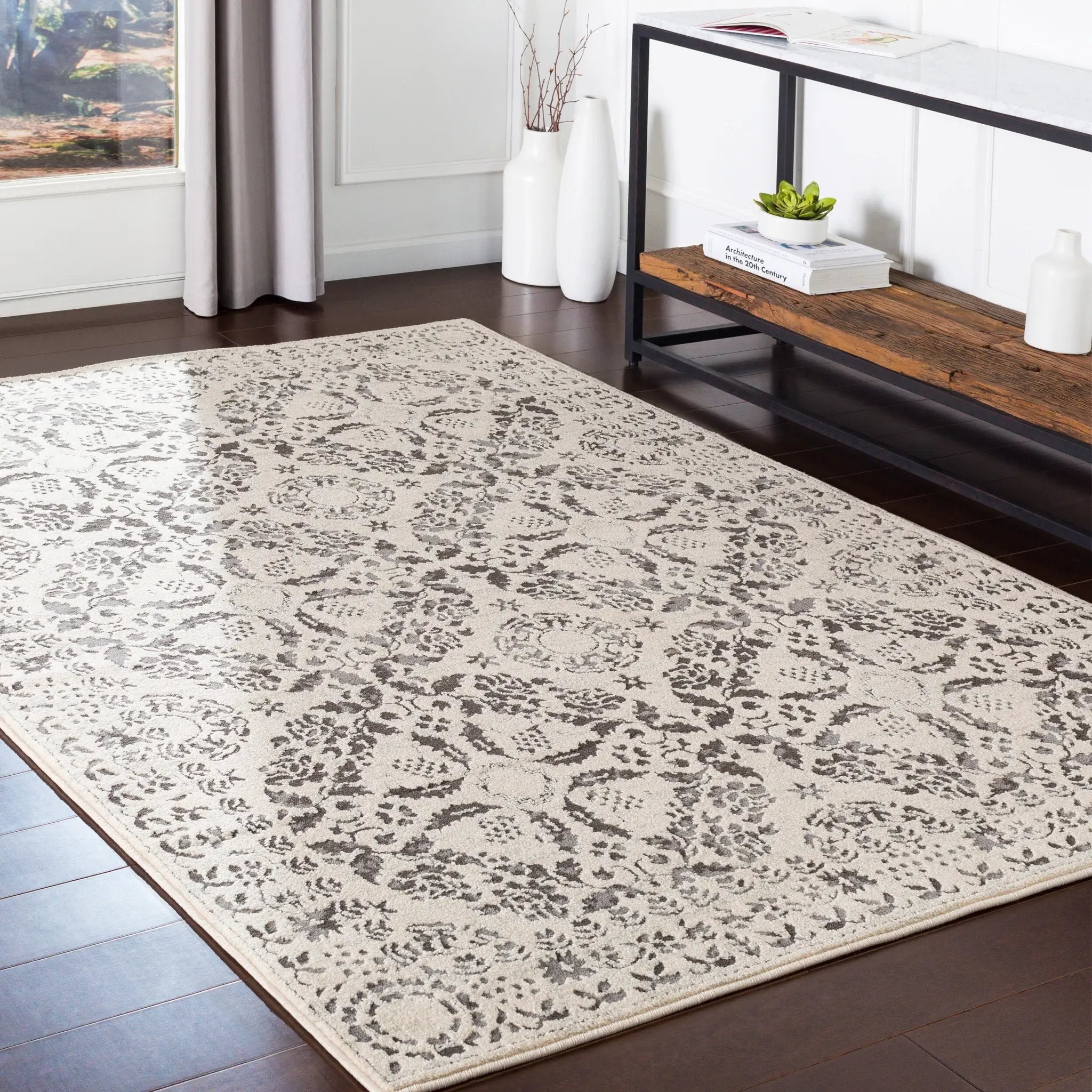 Bahar BHR-2318 Charcoal Area Rug by LIVABLISS