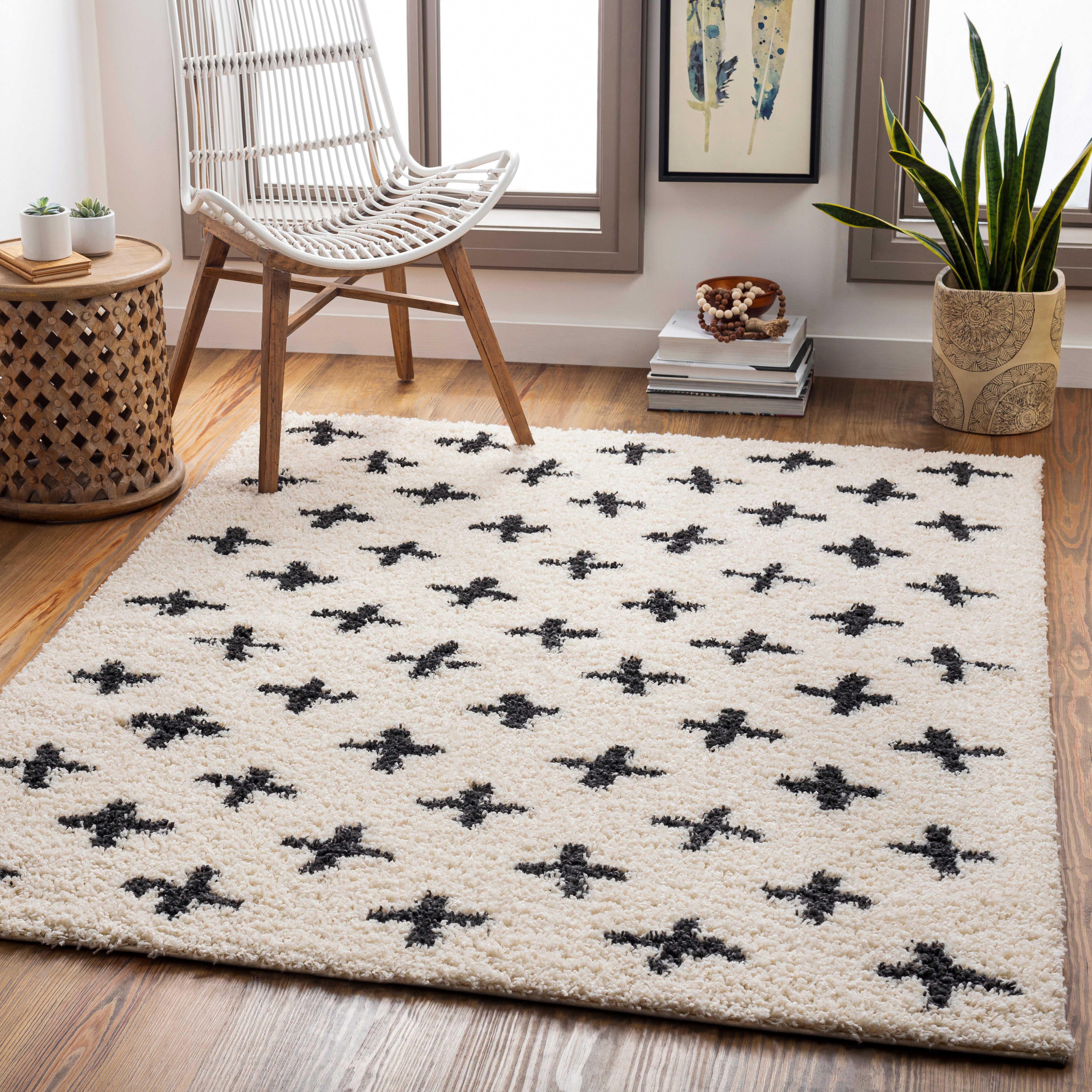 Surya Beni Shag BSH-2304 Off-White Area Rug by LIVABLISS