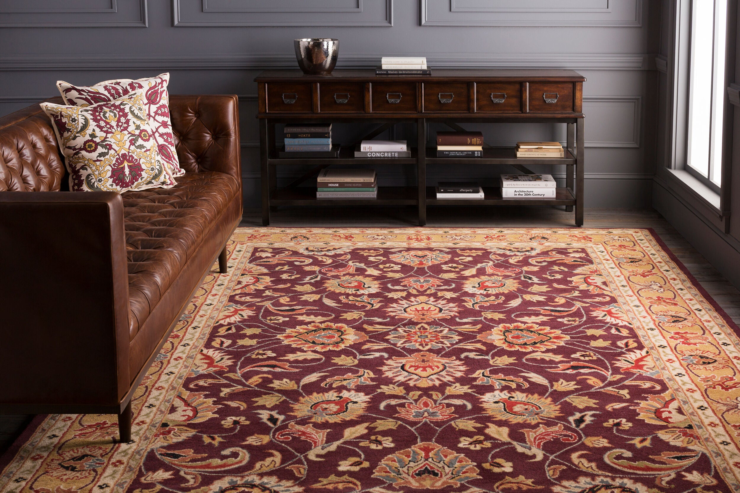 LIVABLISS Caesar CAE-1024 Burgundy Hand Tufted Area Rug
