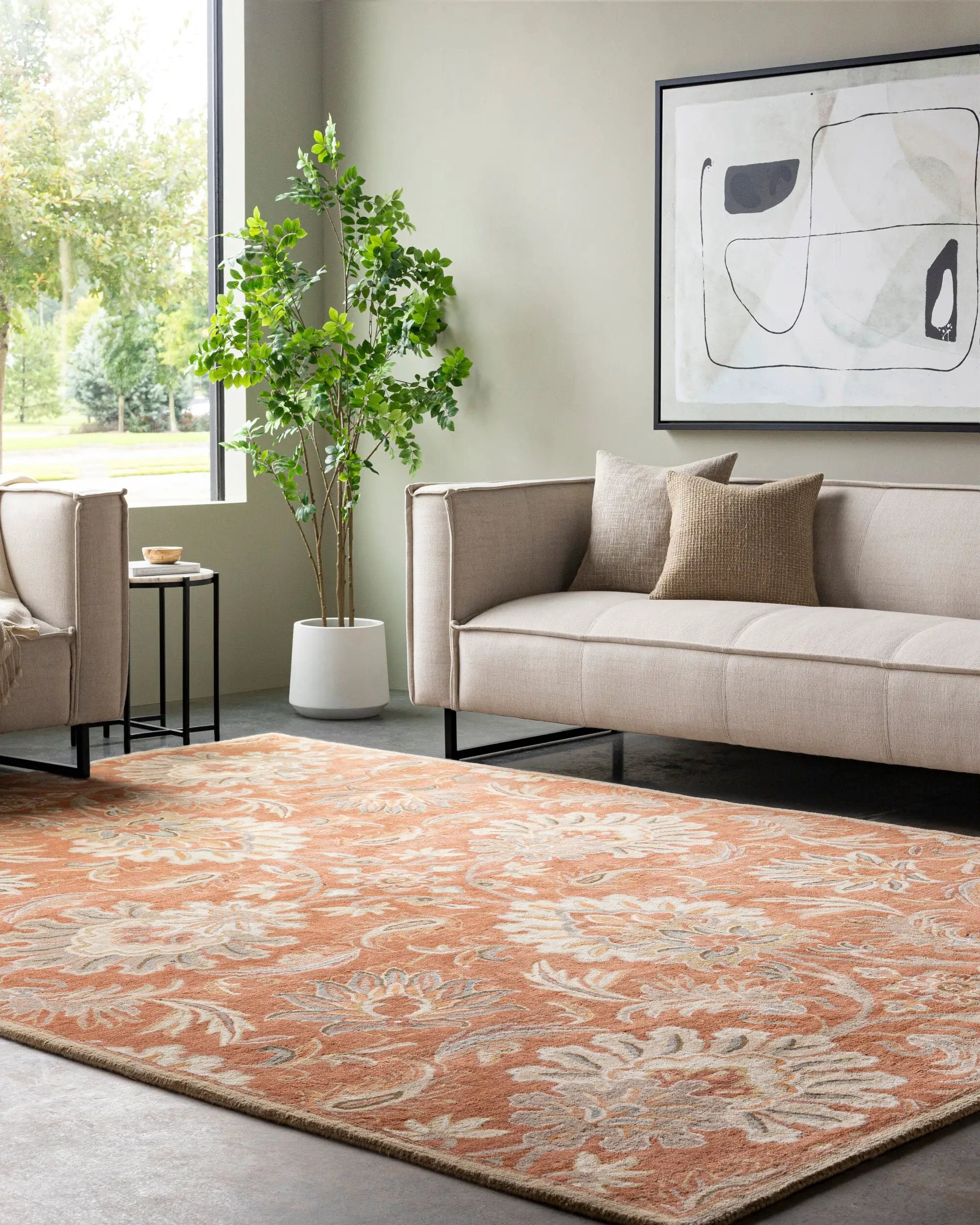 Caesar CAE-1112 Terracotta Area Rug by LIVABLISS