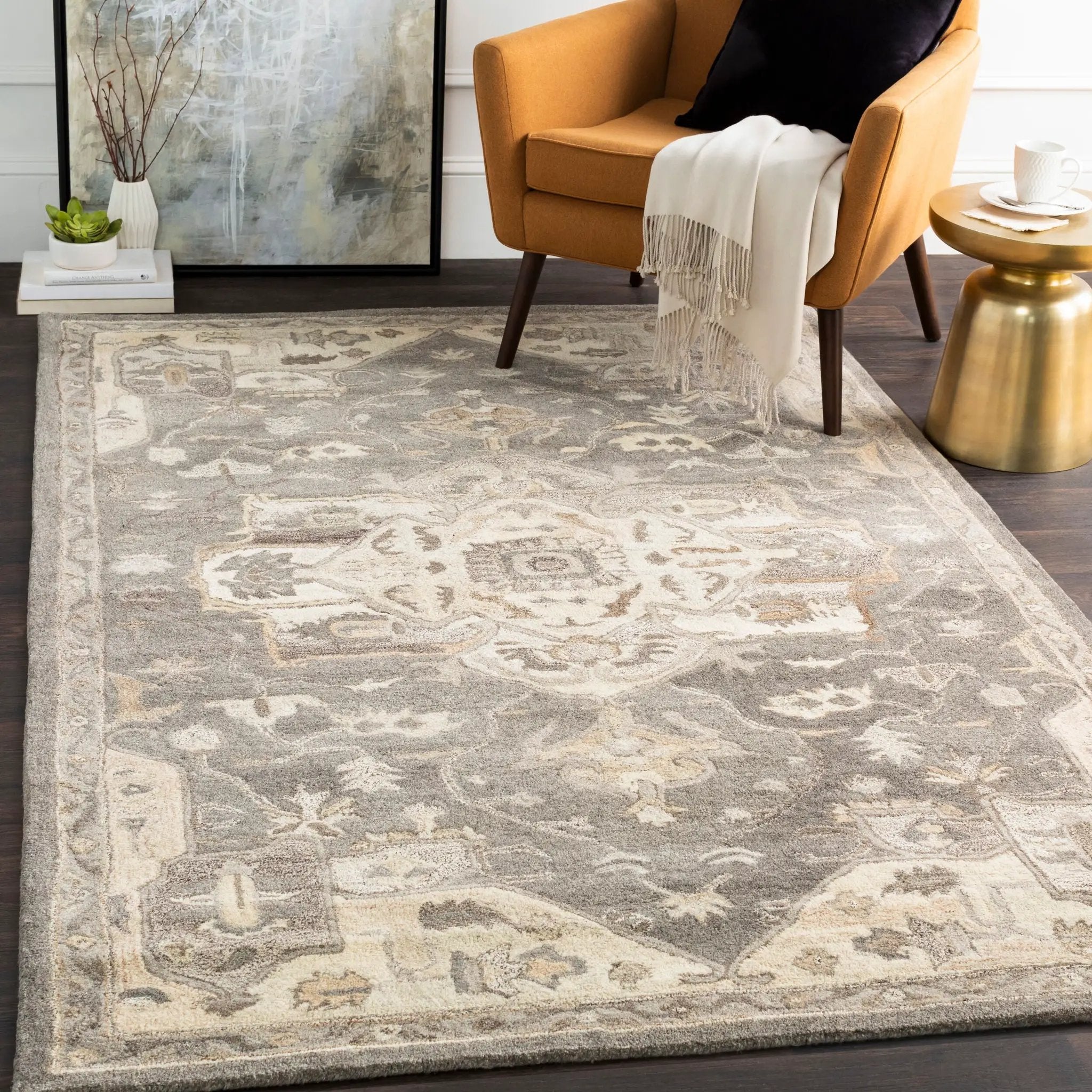 Caesar CAE-1196 Taupe Area Rug by LIVABLISS