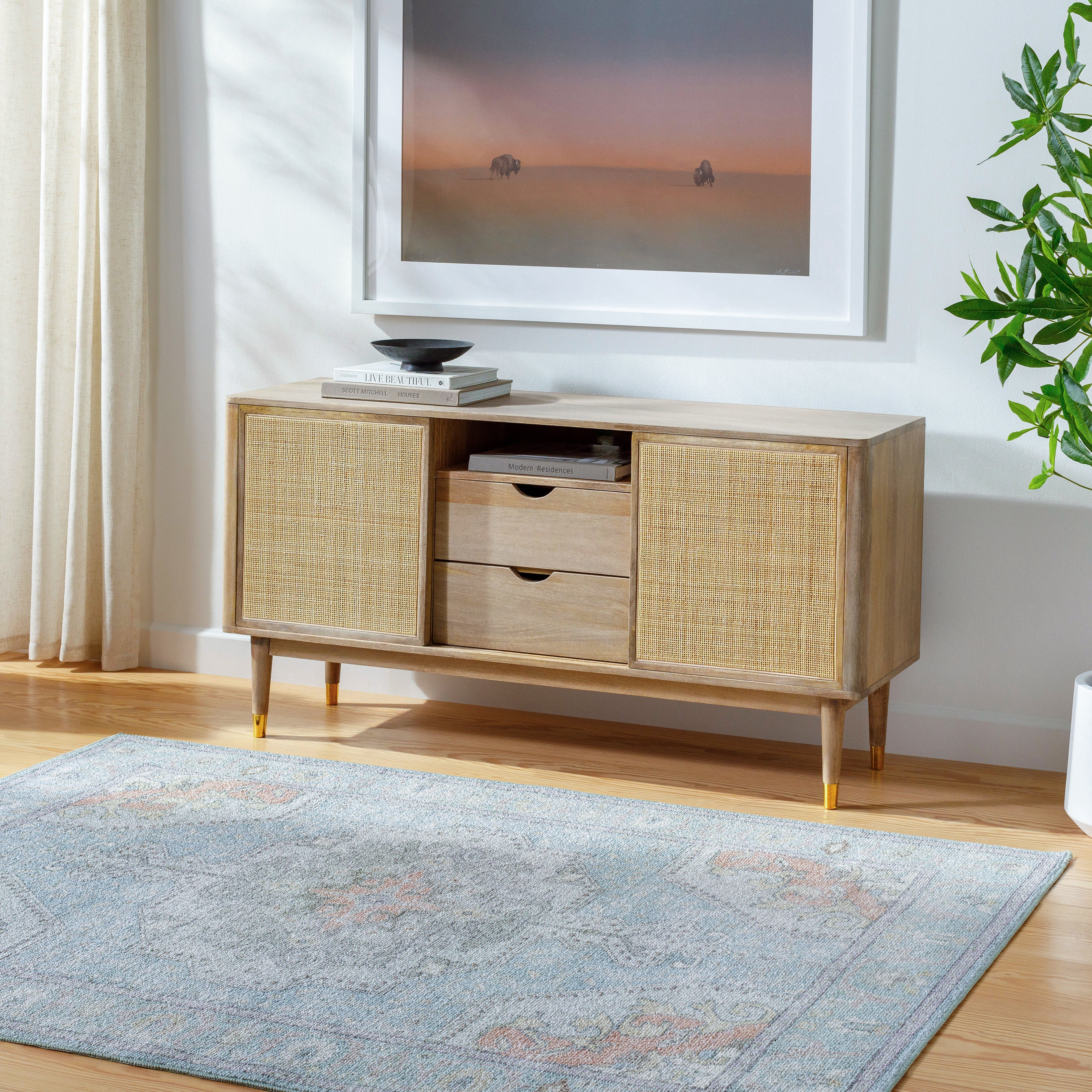 Surya Calhoun CAH-2300 Denim Machine Washable Area Rug by LIVABLISS