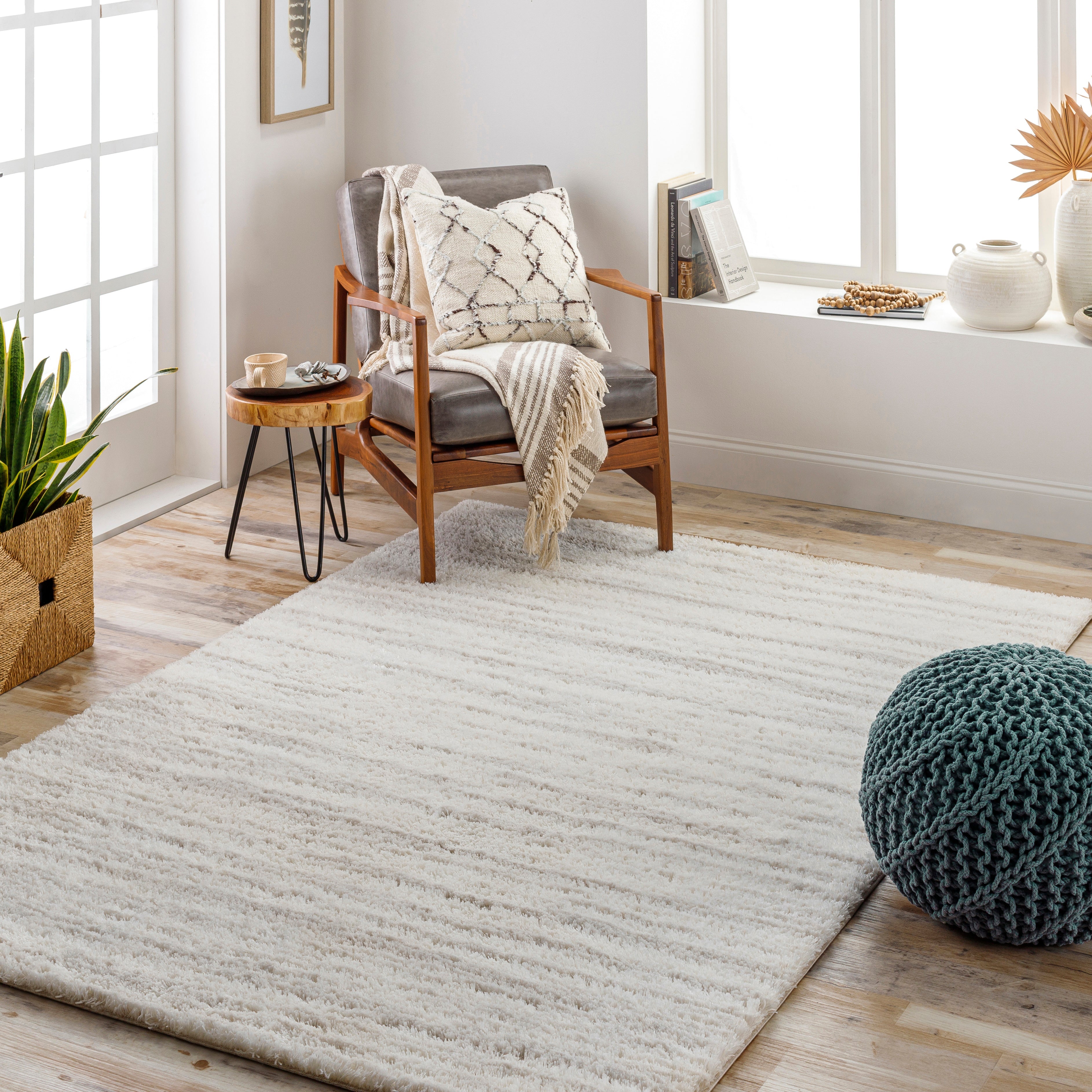 Surya Cloudy Shag CDG-2307 Off-White Area Rug by LIVABLISS
