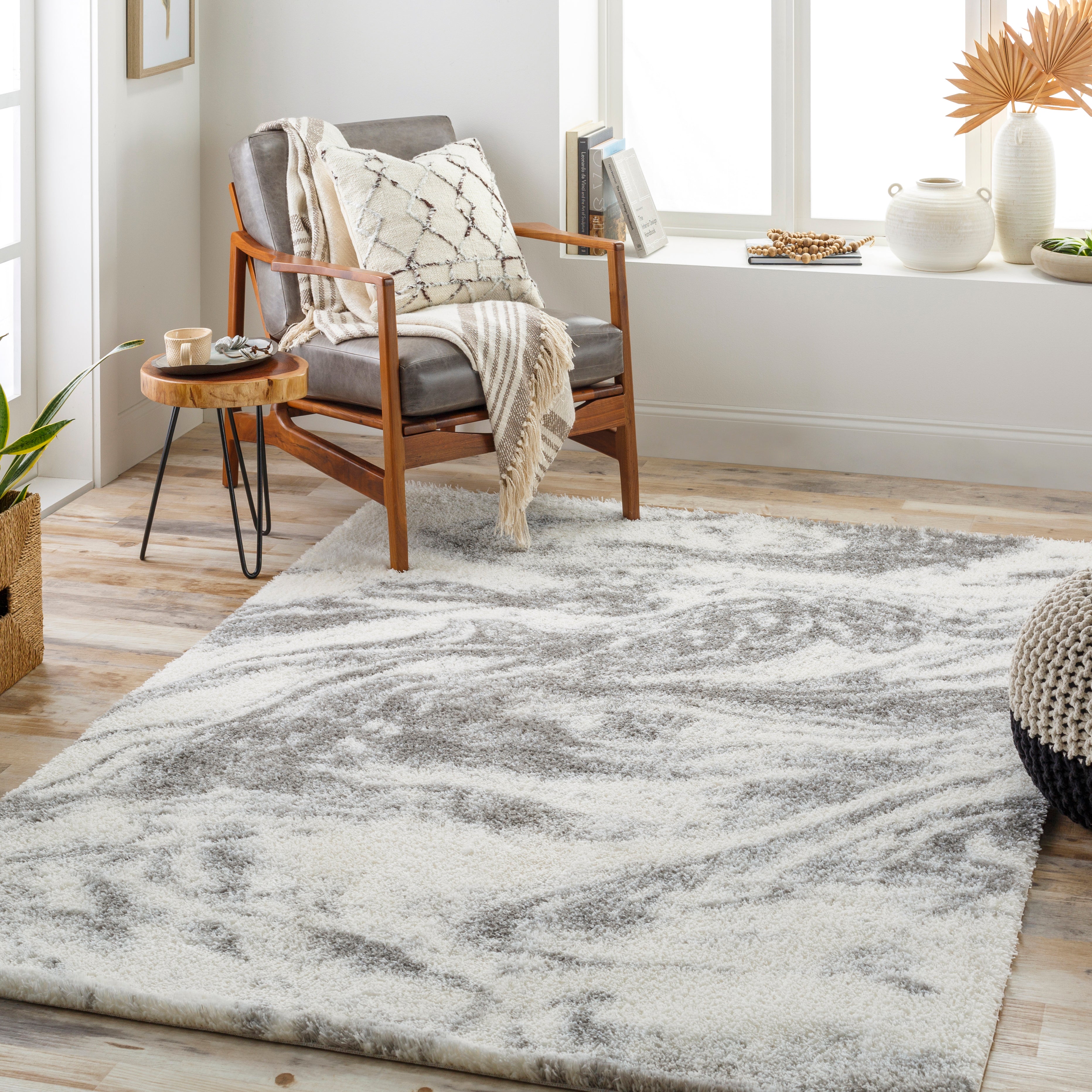 Surya Cloudy Shag CDG-2308 Off-White Area Rug by LIVABLISS