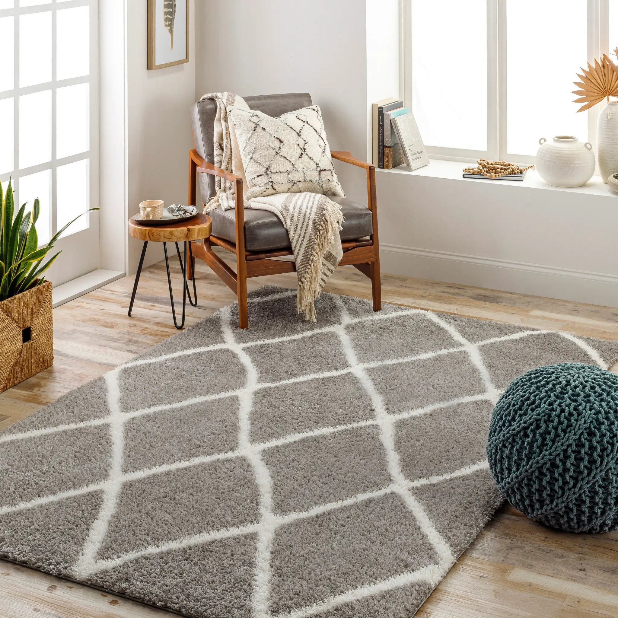 Cloudy Shag CDG-2313 Charcoal Area Rug by LIVABLISS
