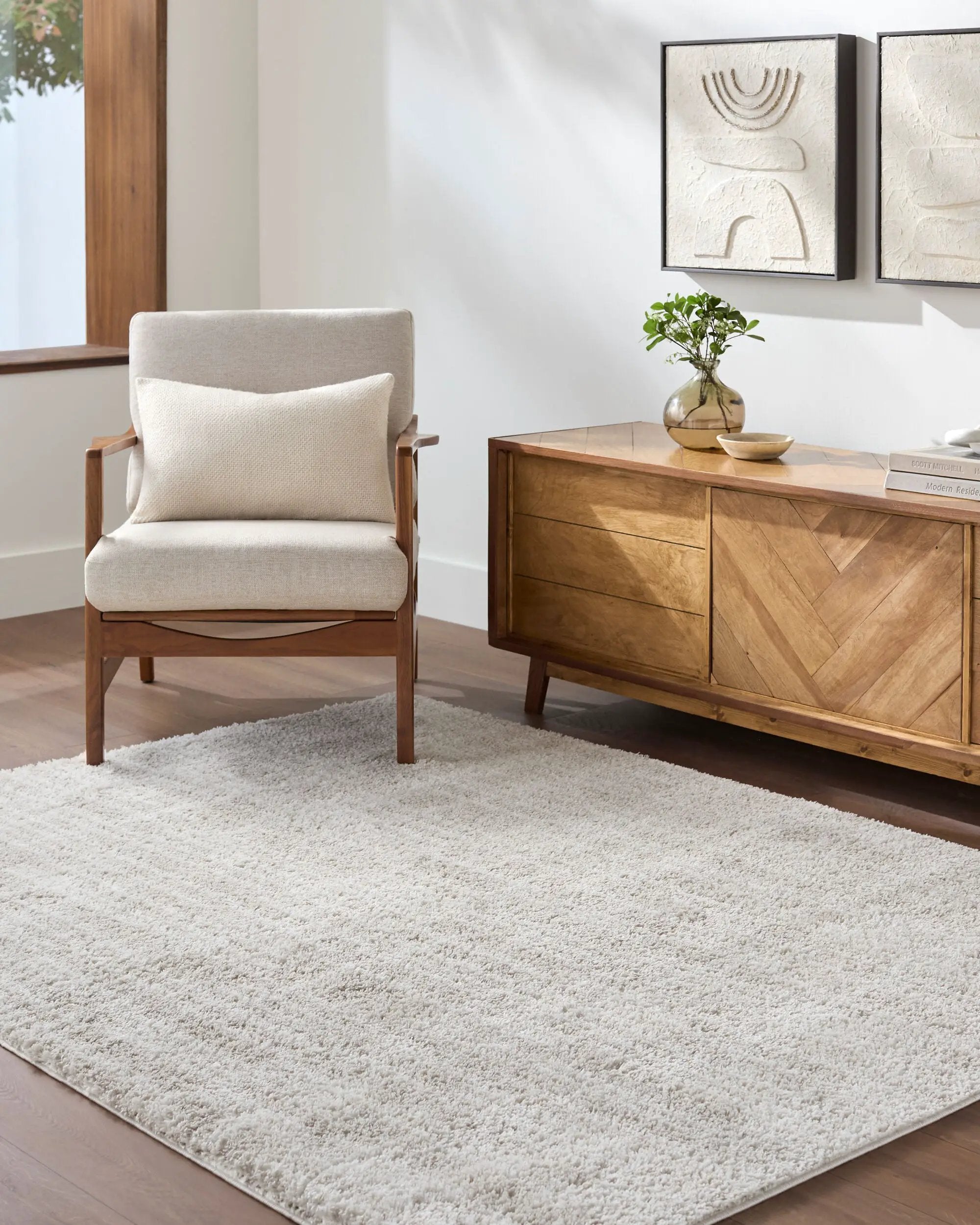 Cloudy Shag CDG-2331 Ivory Area Rug by LIVABLISS
