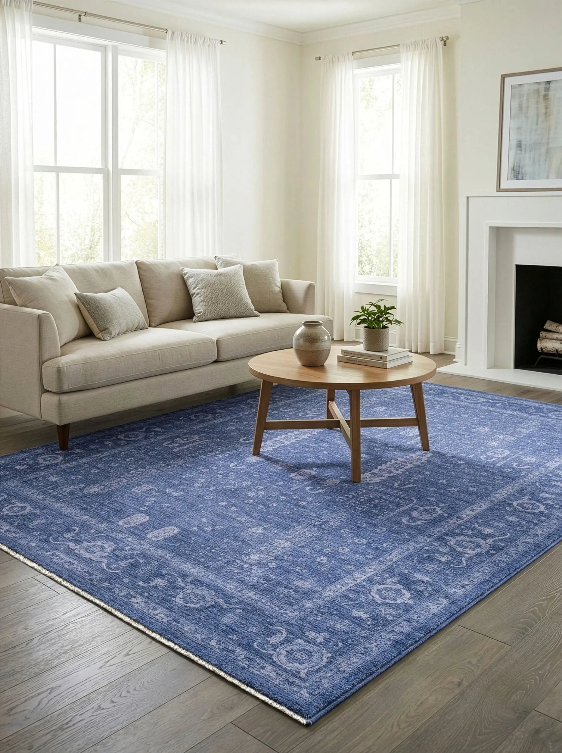 Cyrus CYR-2304 Dark Blue Area Rug by LIVABLISS