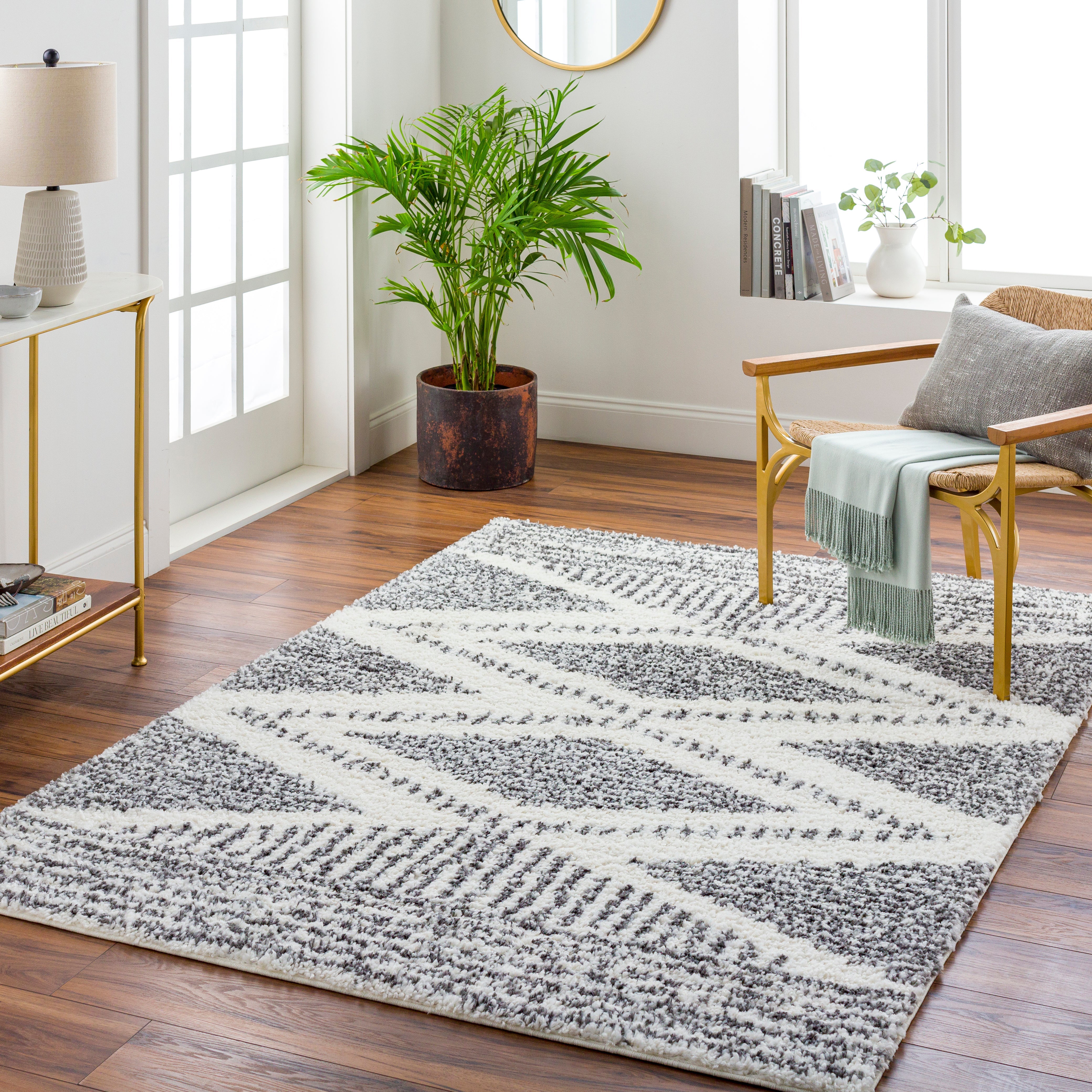 Surya Deluxe Shag DXS-2309 Black Area Rug by LIVABLISS