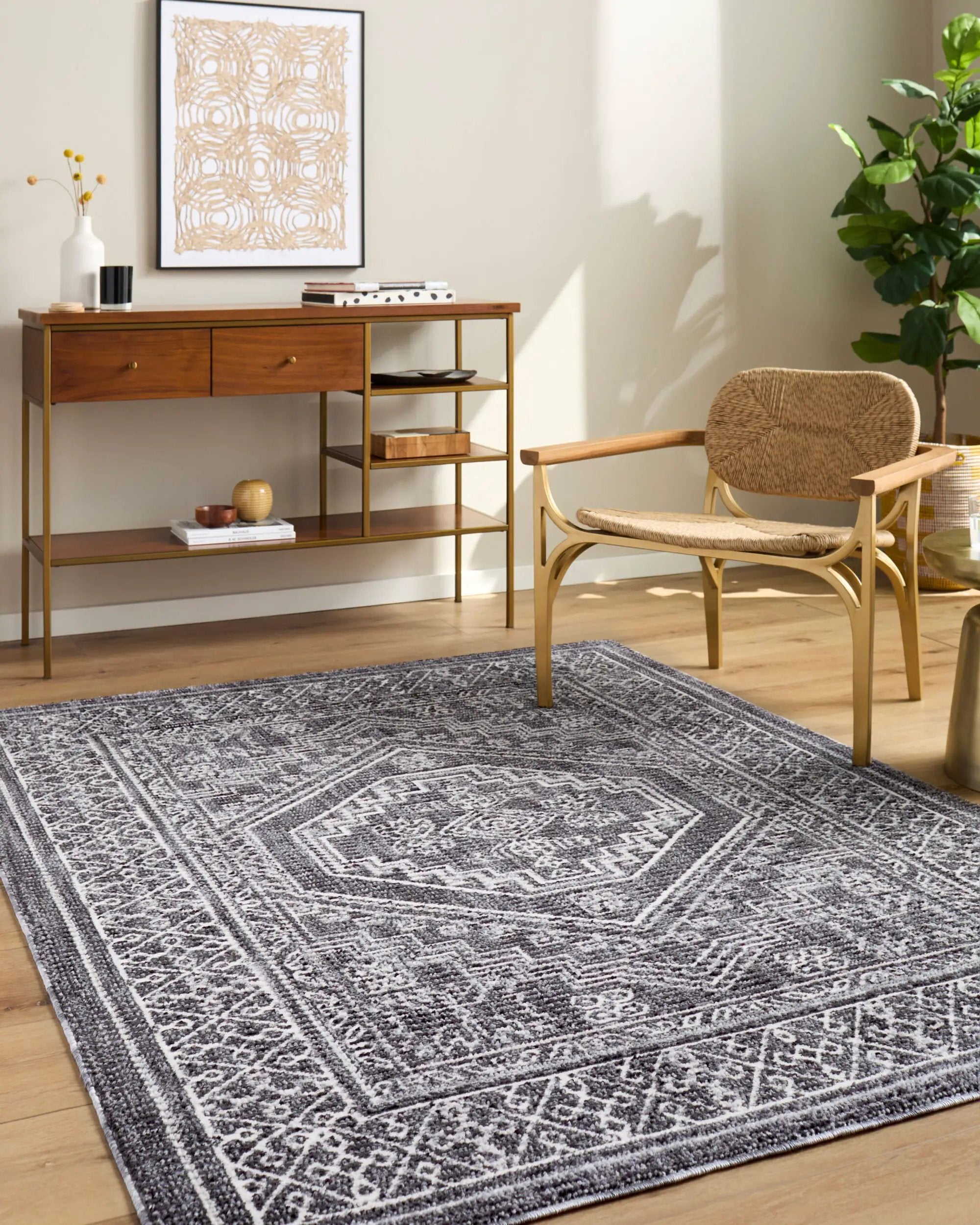 Odeon EDOD-2306 Black Area Rug by Elle Decor x LIVABLISS