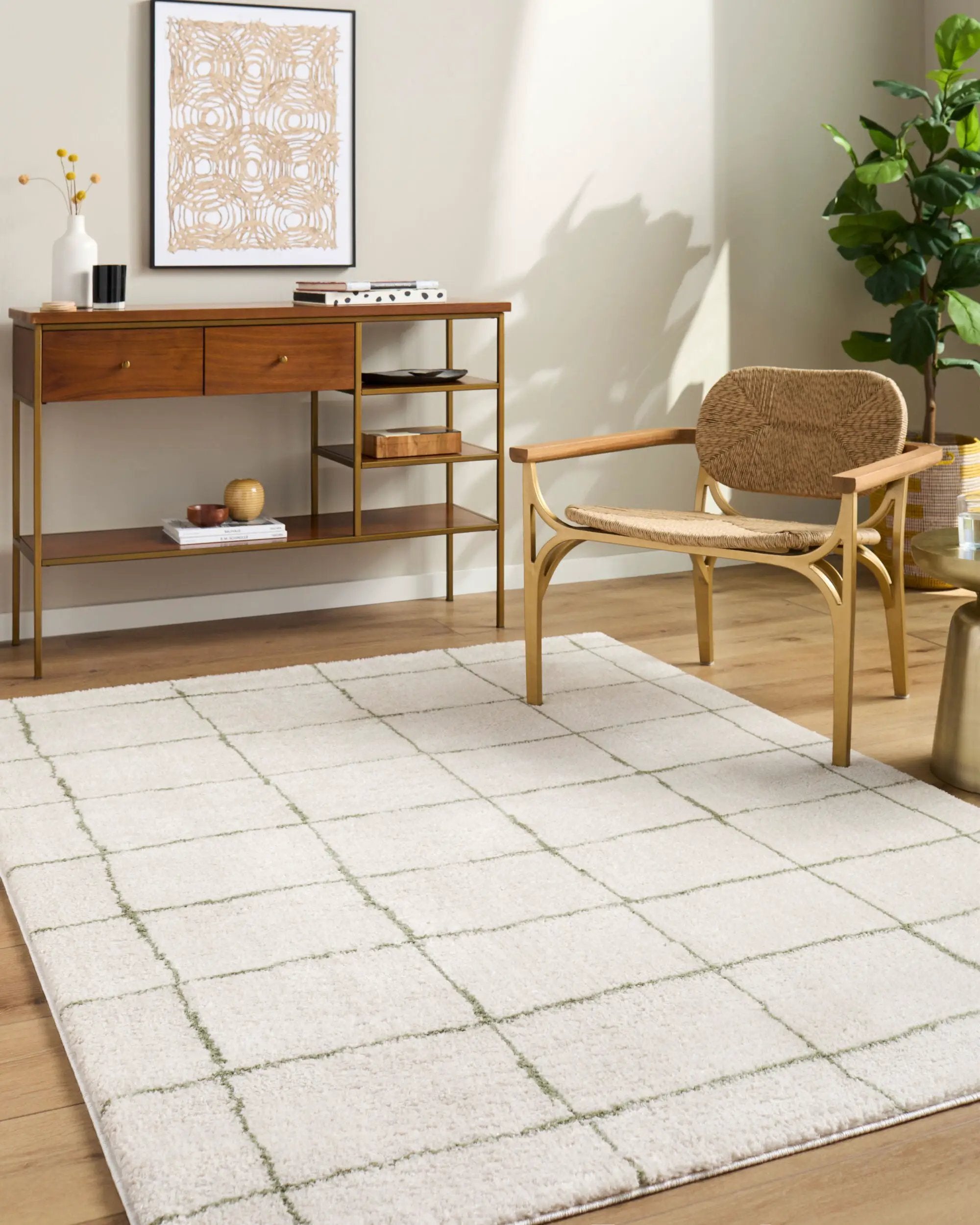 Rivoli EDRV-2301 Cream / Olive Area Rug by Elle Decor x LIVABLISS