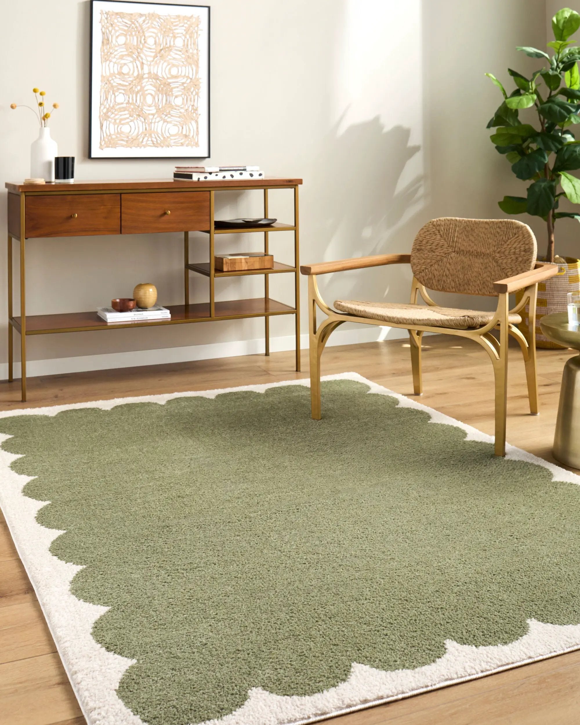 Rivoli EDRV-2303 Olive / Cream Area Rug by Elle Decor x LIVABLISS