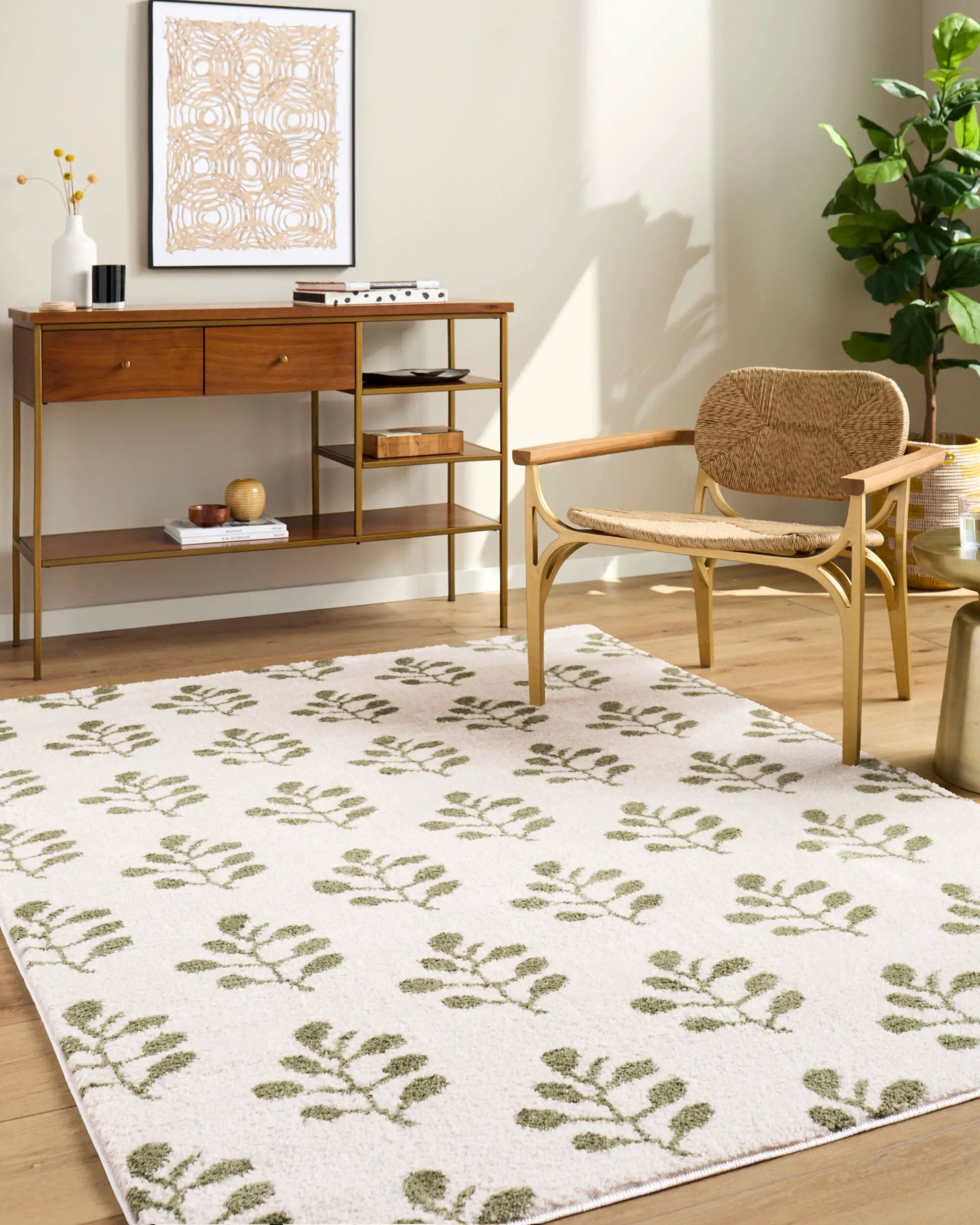 Rivoli EDRV-2304 Cream / Olive Area Rug by Elle Decor x LIVABLISS