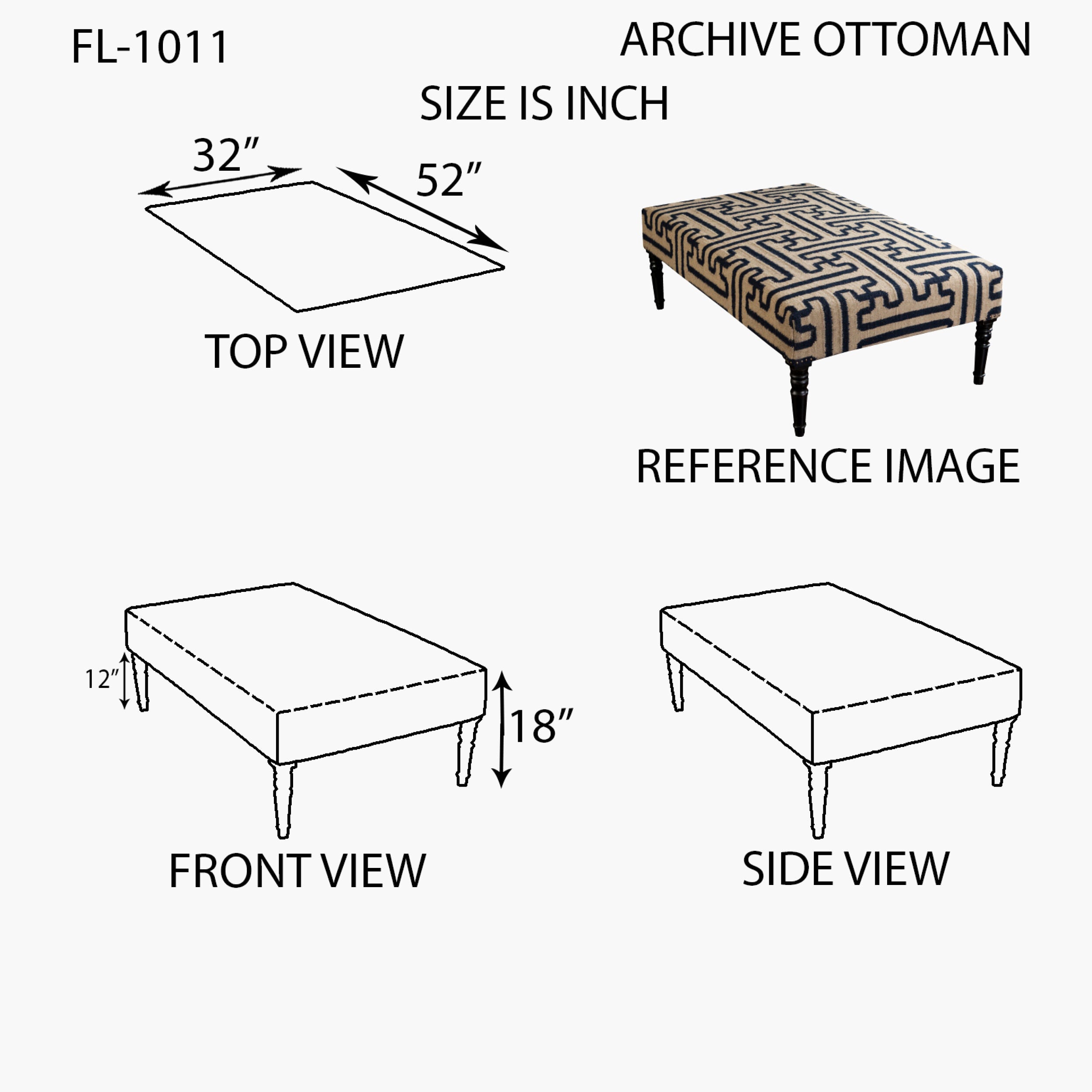 Surya Archive FL-1011 Furniture Ottoman by LIVABLISS