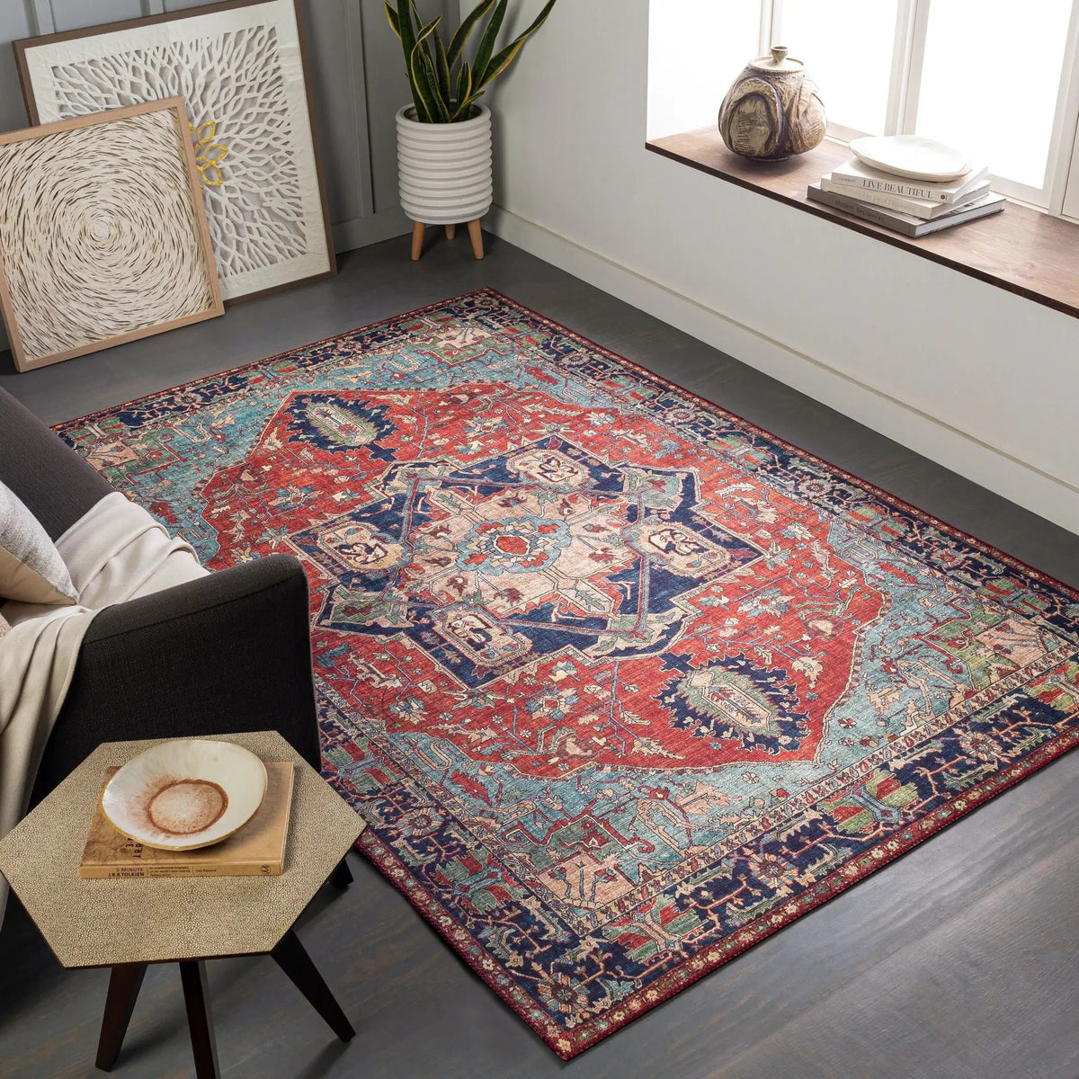 LIVABLISS Iris IRS-2308 Red Area Rug