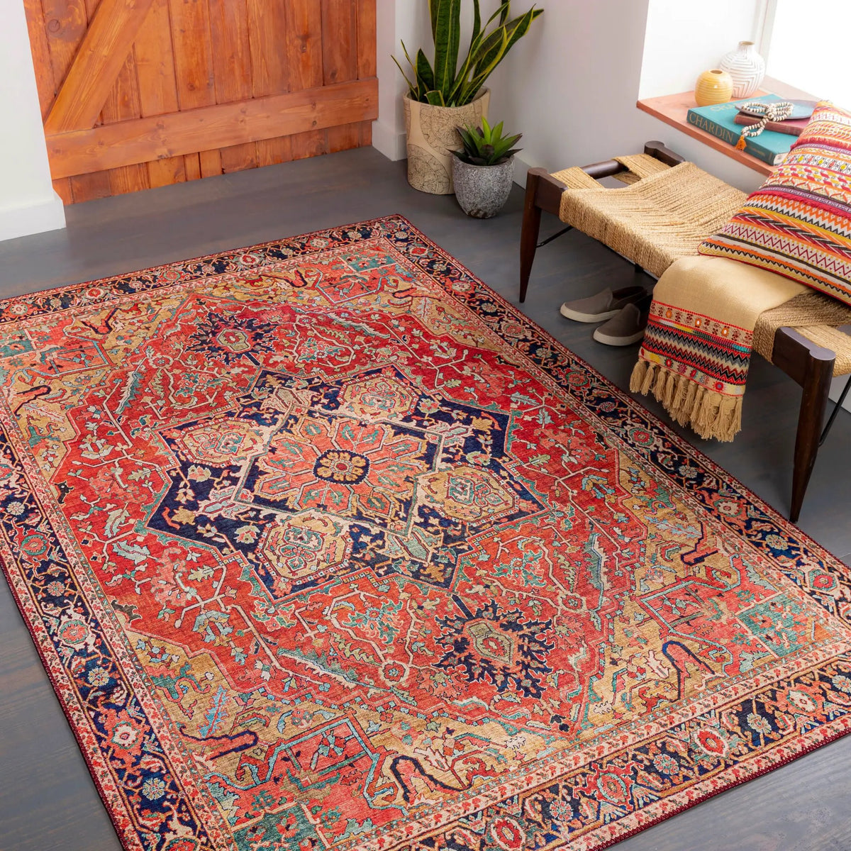 LIVABLISS Iris IRS-2343 Dark-Blue Area Rug