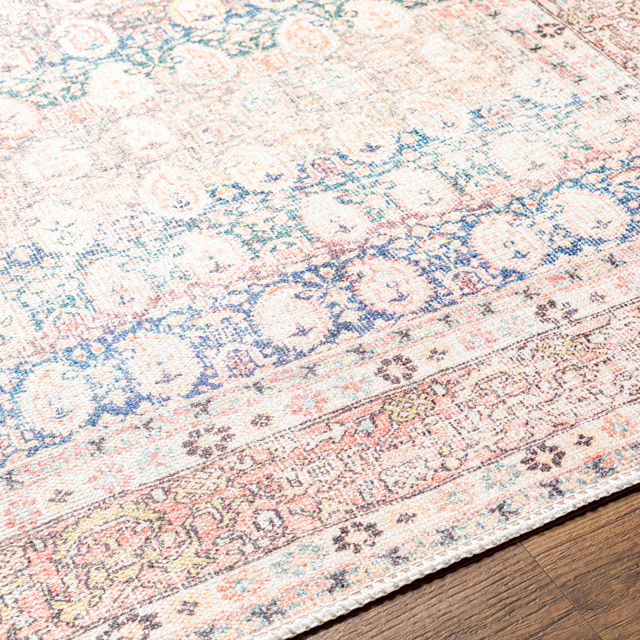 Surya Kemer KMR-2304 Bright Blue Machine Washable Area Rug by LIVABLISS