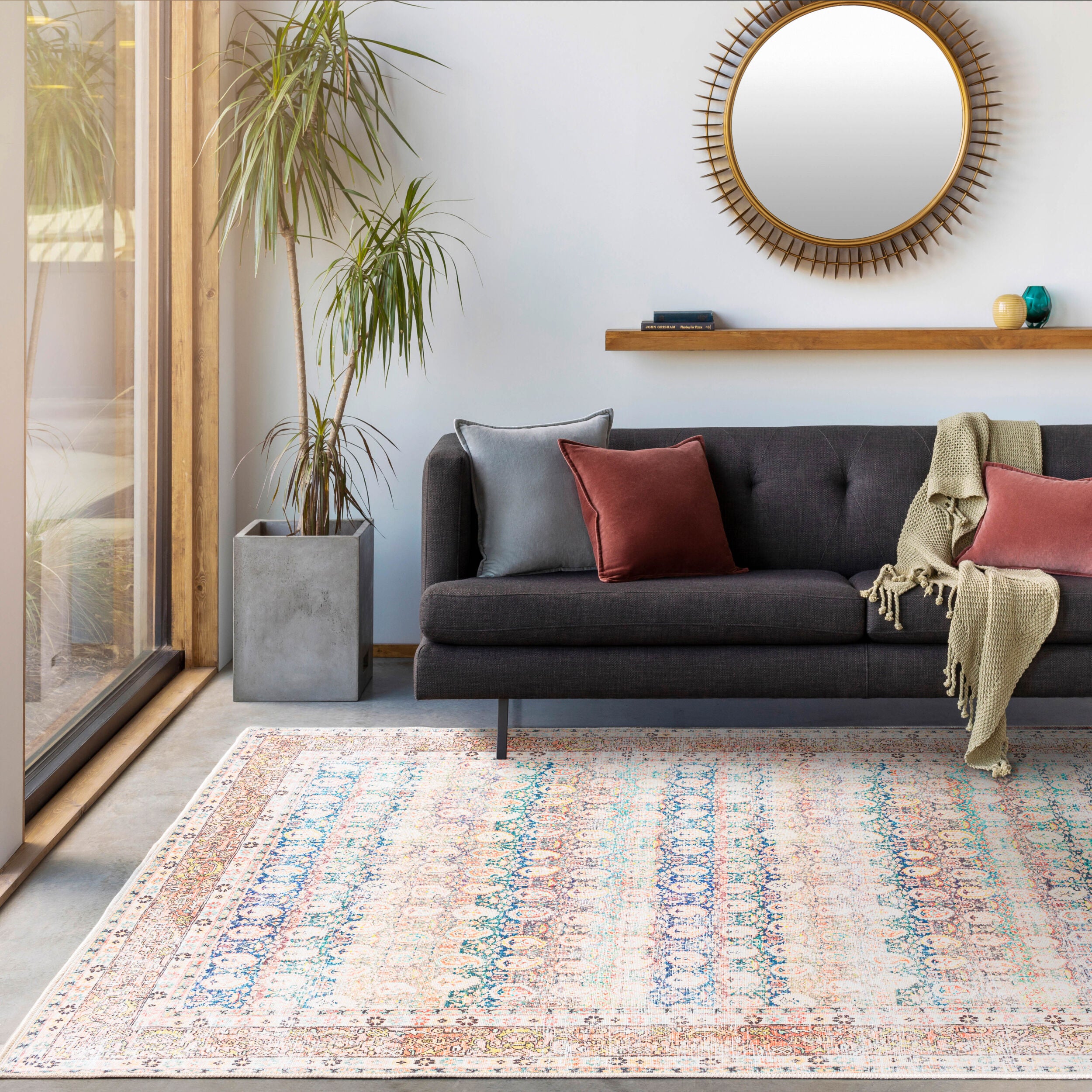 Surya Kemer KMR-2304 Bright Blue Machine Washable Area Rug by LIVABLISS