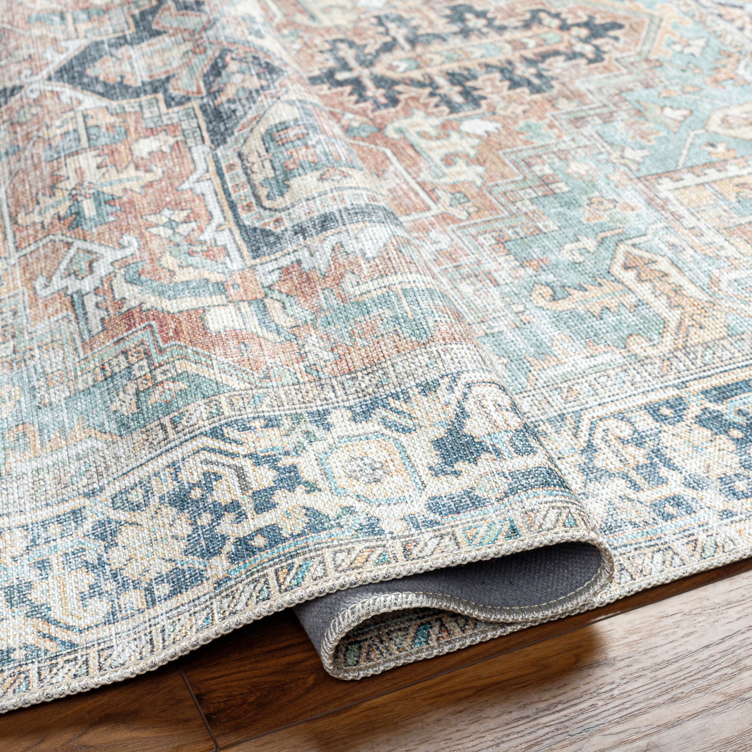 Surya Kemer KMR-2307 Seafoam Machine Washable Area Rug by LIVABLISS