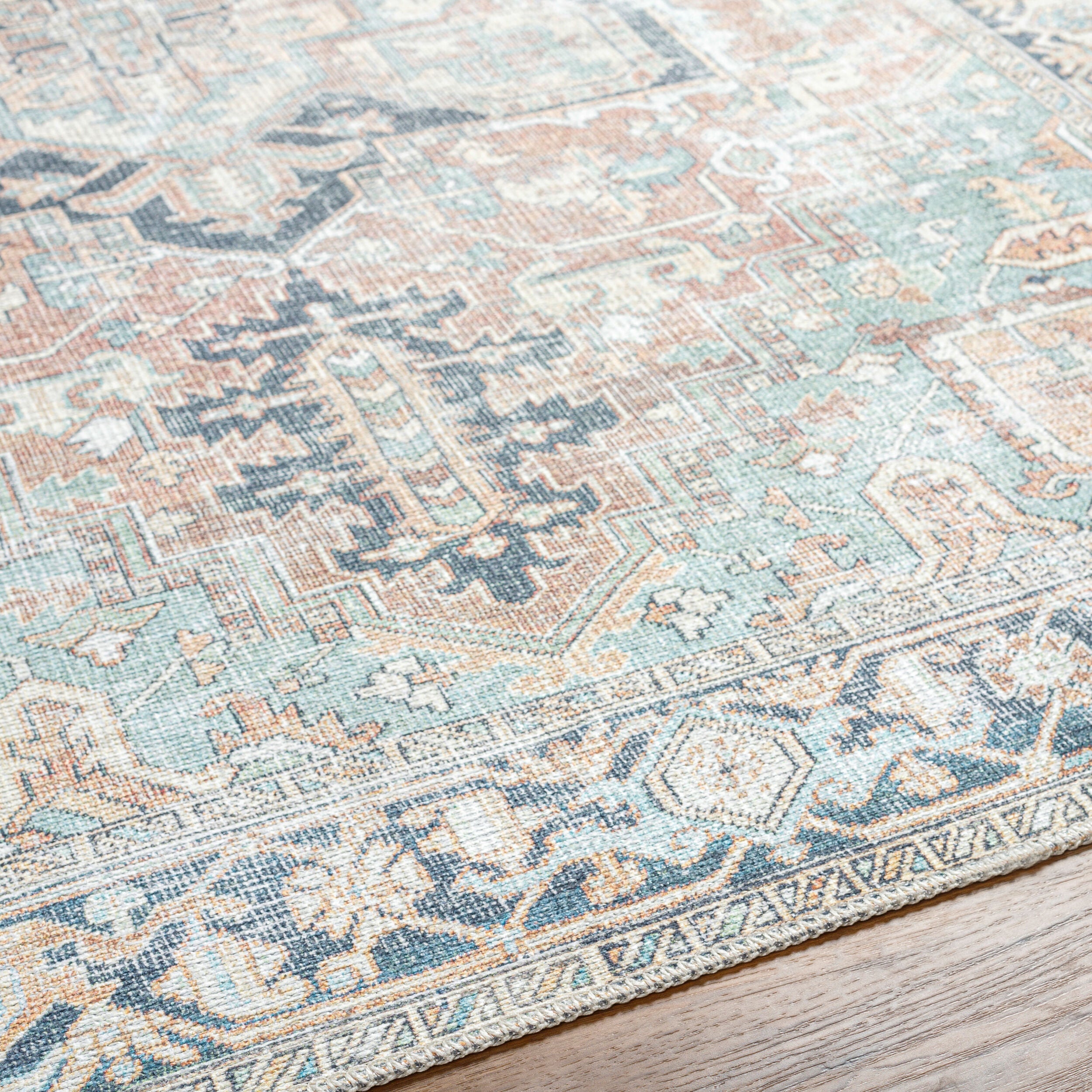 Surya Kemer KMR-2307 Seafoam Machine Washable Area Rug by LIVABLISS