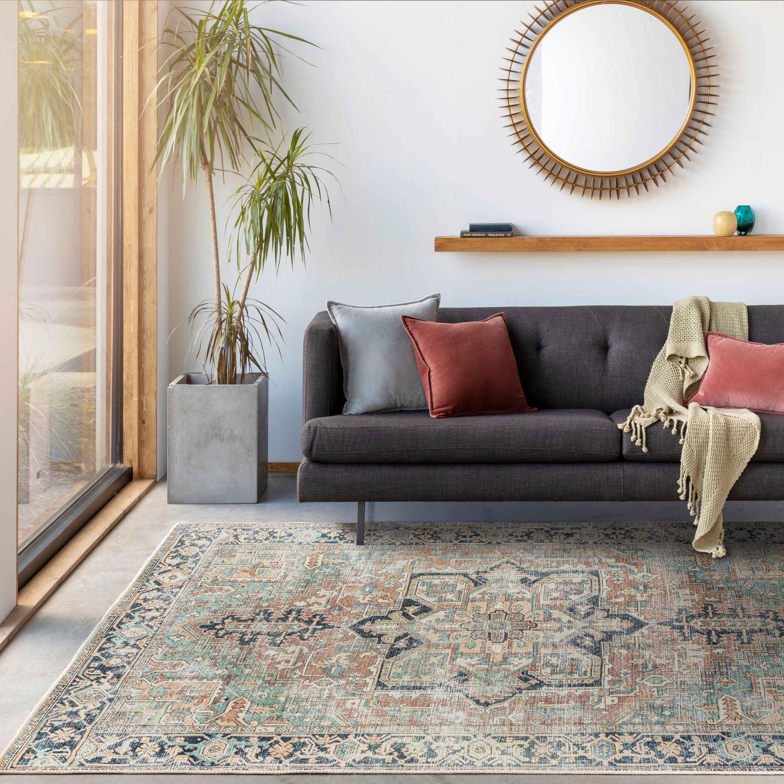 Surya Kemer KMR-2307 Seafoam Machine Washable Area Rug by LIVABLISS
