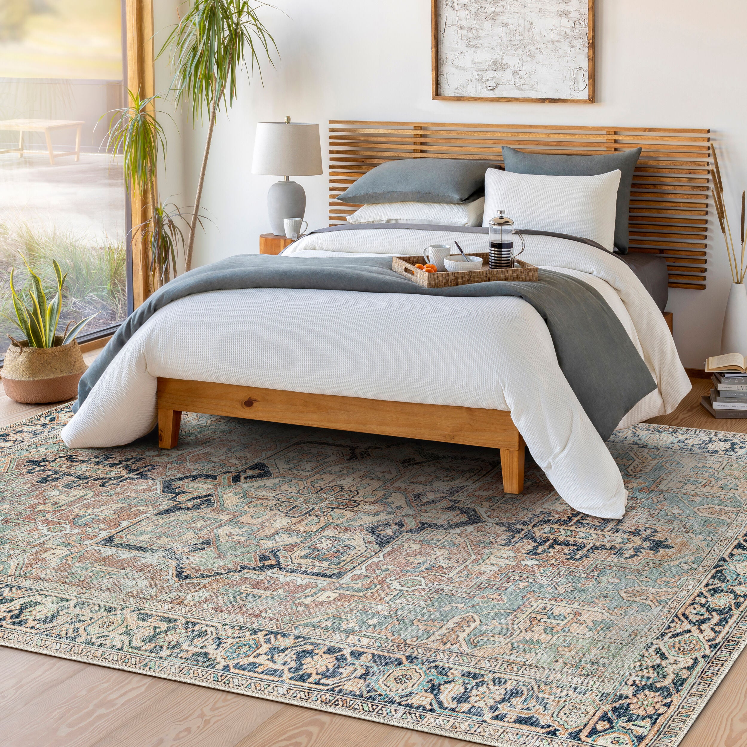 Surya Kemer KMR-2307 Seafoam Machine Washable Area Rug by LIVABLISS
