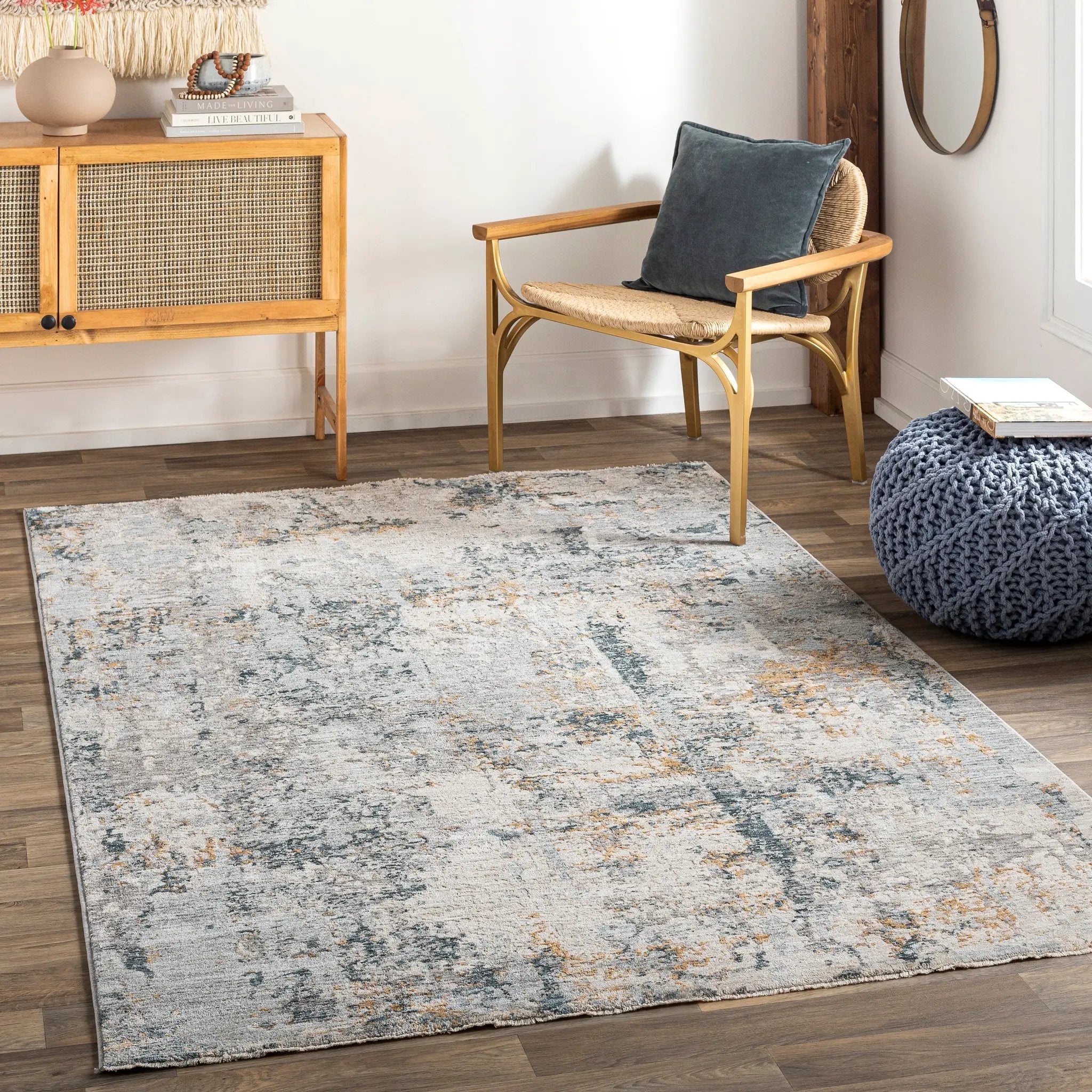Laila LAA-2303 Pale-Blue Area Rug by LIVABLISS
