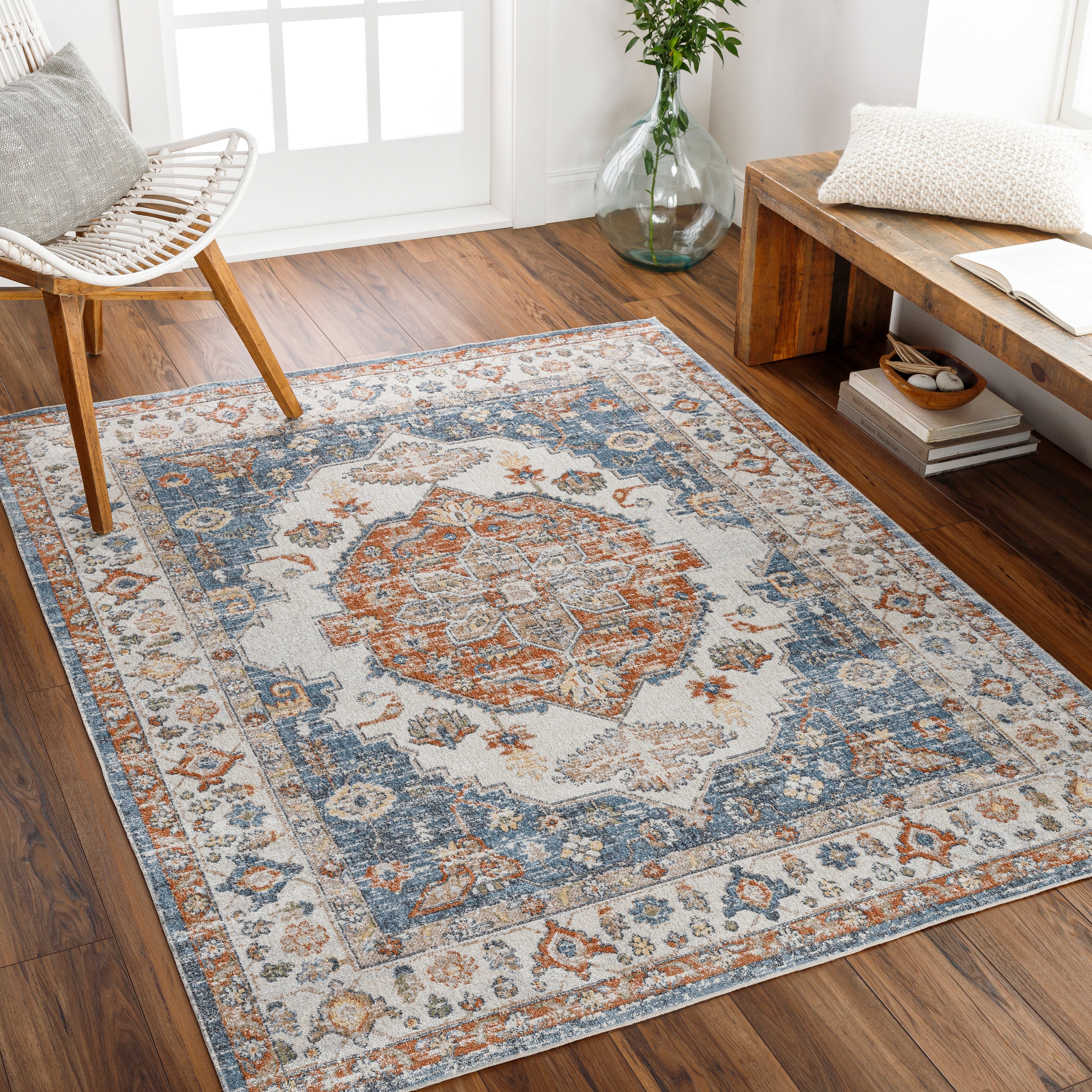Surya Lillian LLL-2305 Oatmeal Machine Washable Area Rug by LIVABLISS