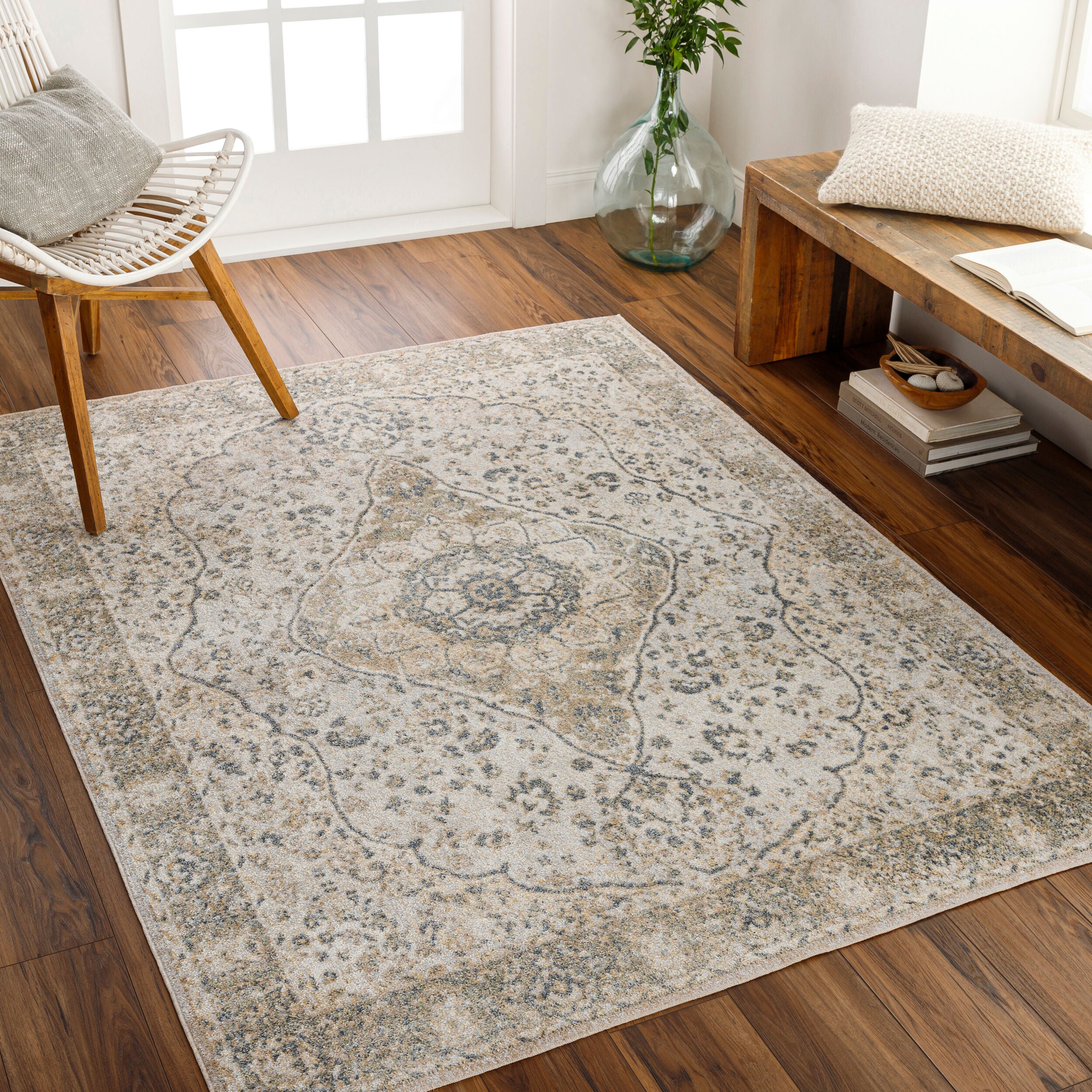 Surya Lillian LLL-2322 Gray Machine Washable Area Rug by LIVABLISS