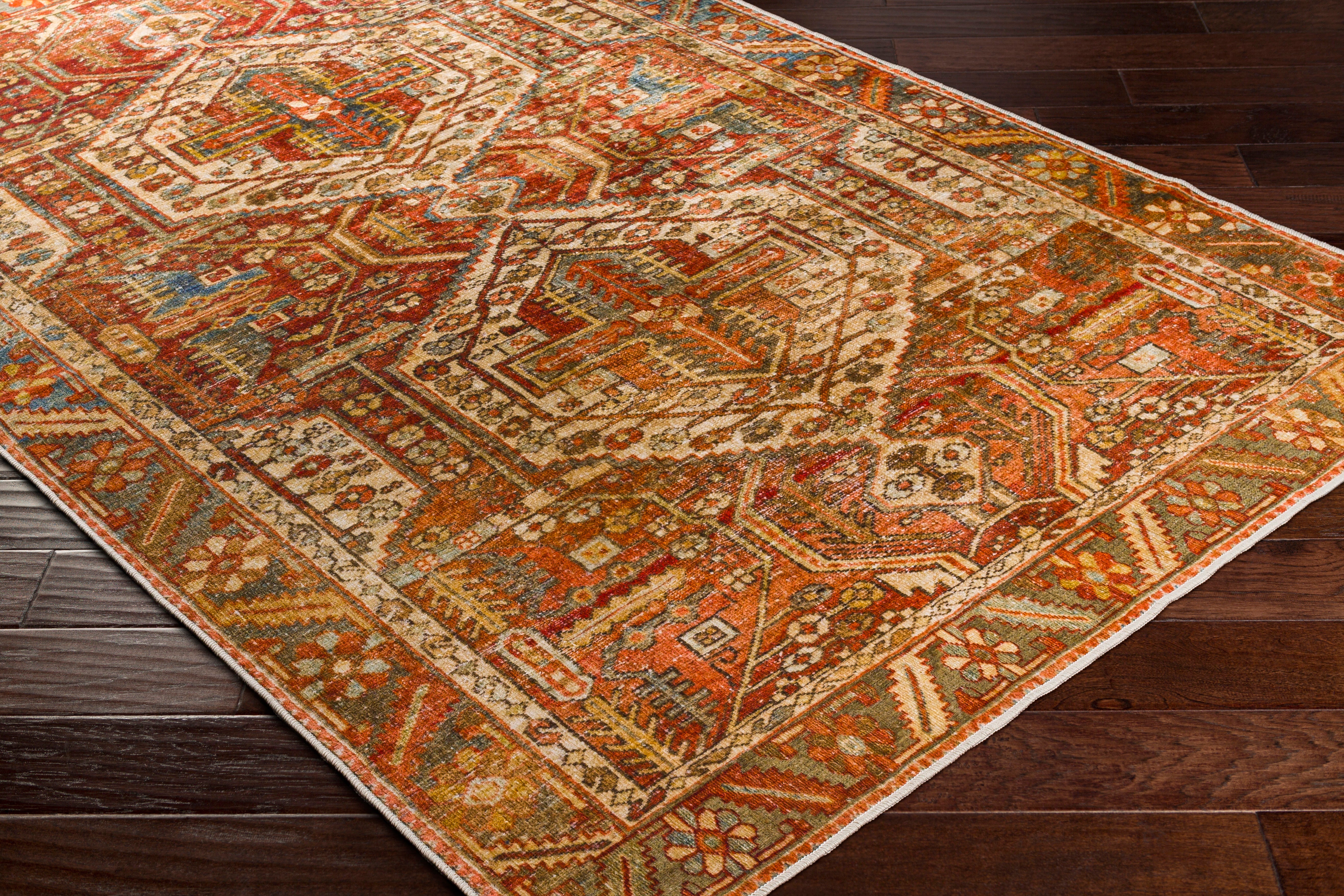 Surya Lavable LVB-2300 Orange Machine Washable Area Rug by LIVABLISS