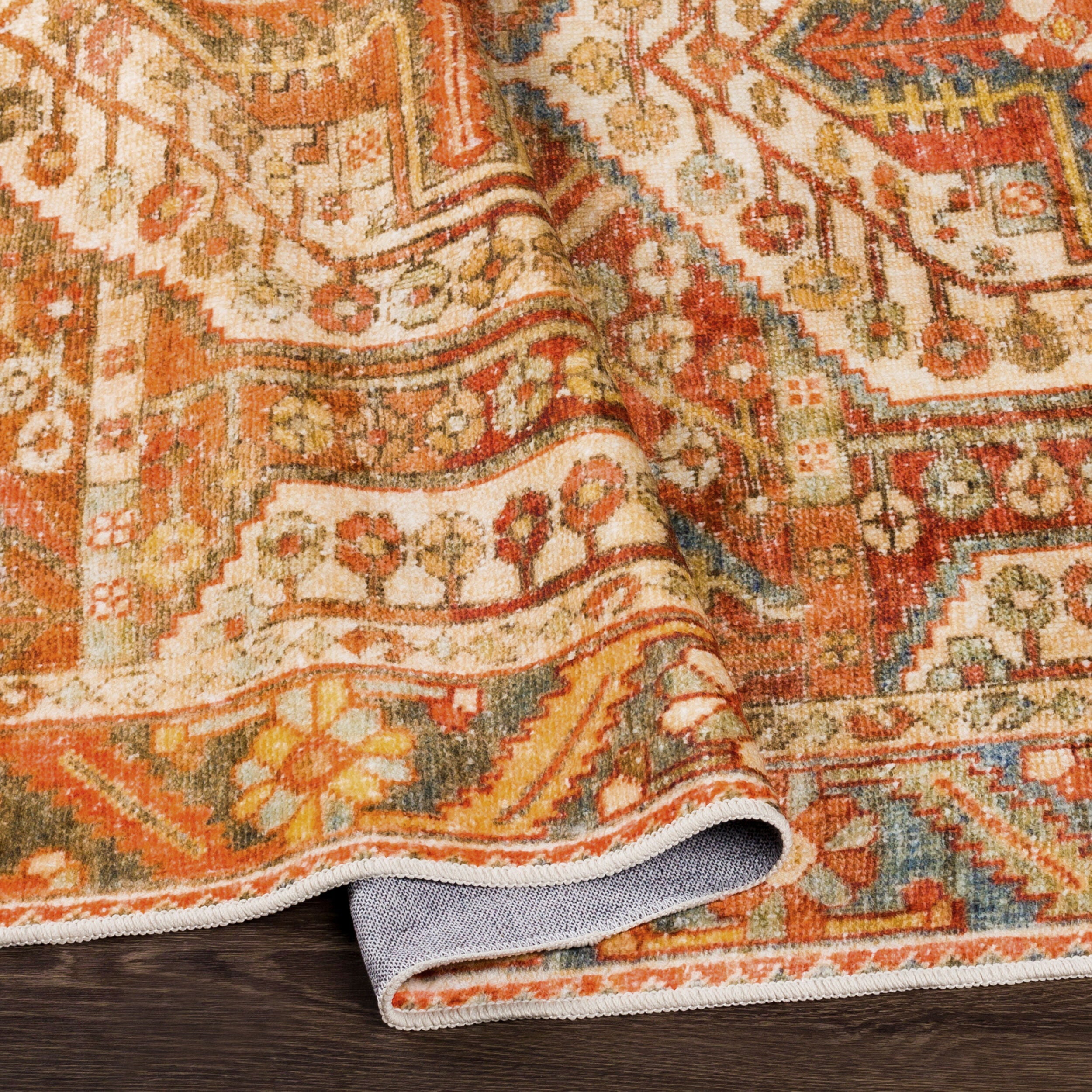Surya Lavable LVB-2300 Orange Machine Washable Area Rug by LIVABLISS