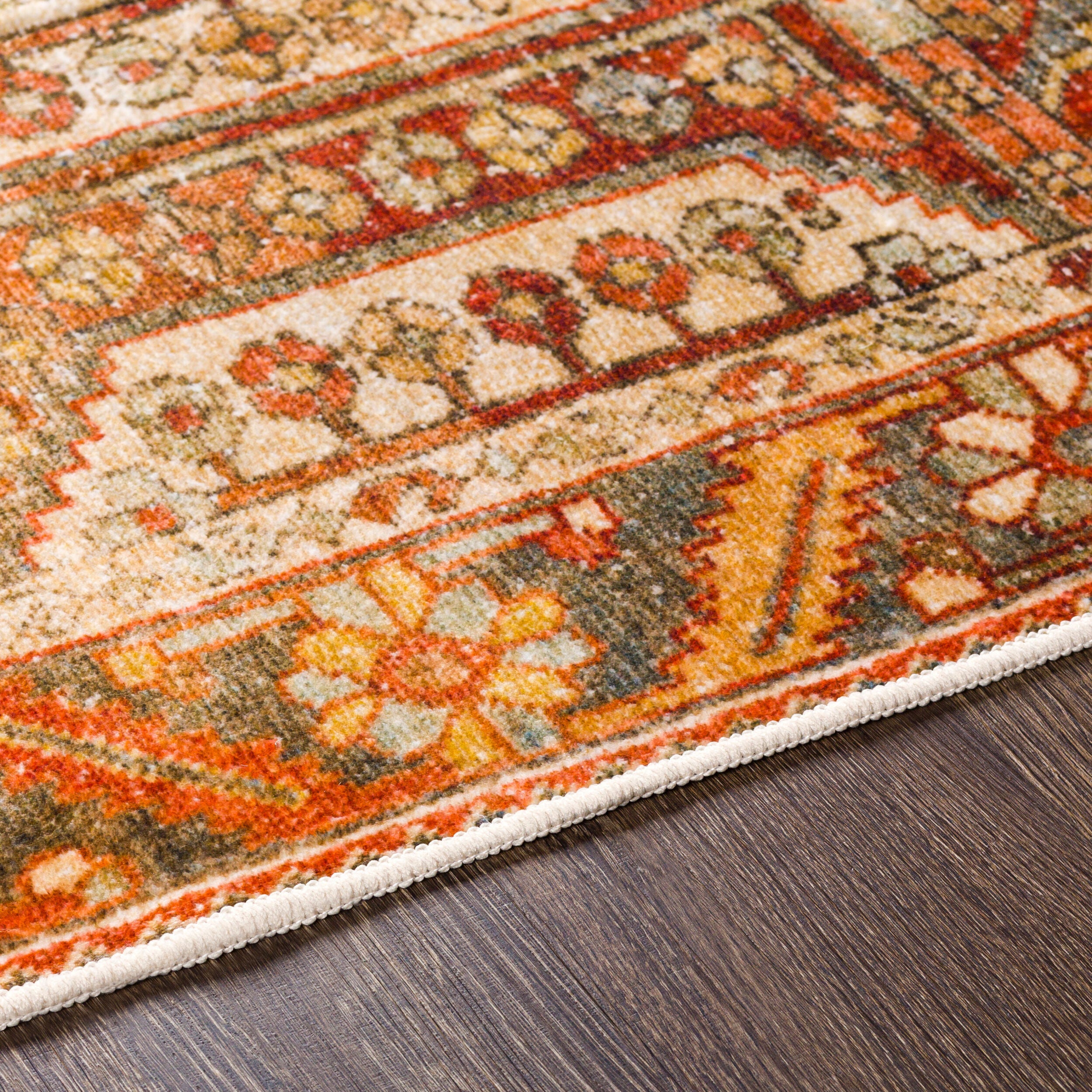 Surya Lavable LVB-2300 Orange Machine Washable Area Rug by LIVABLISS