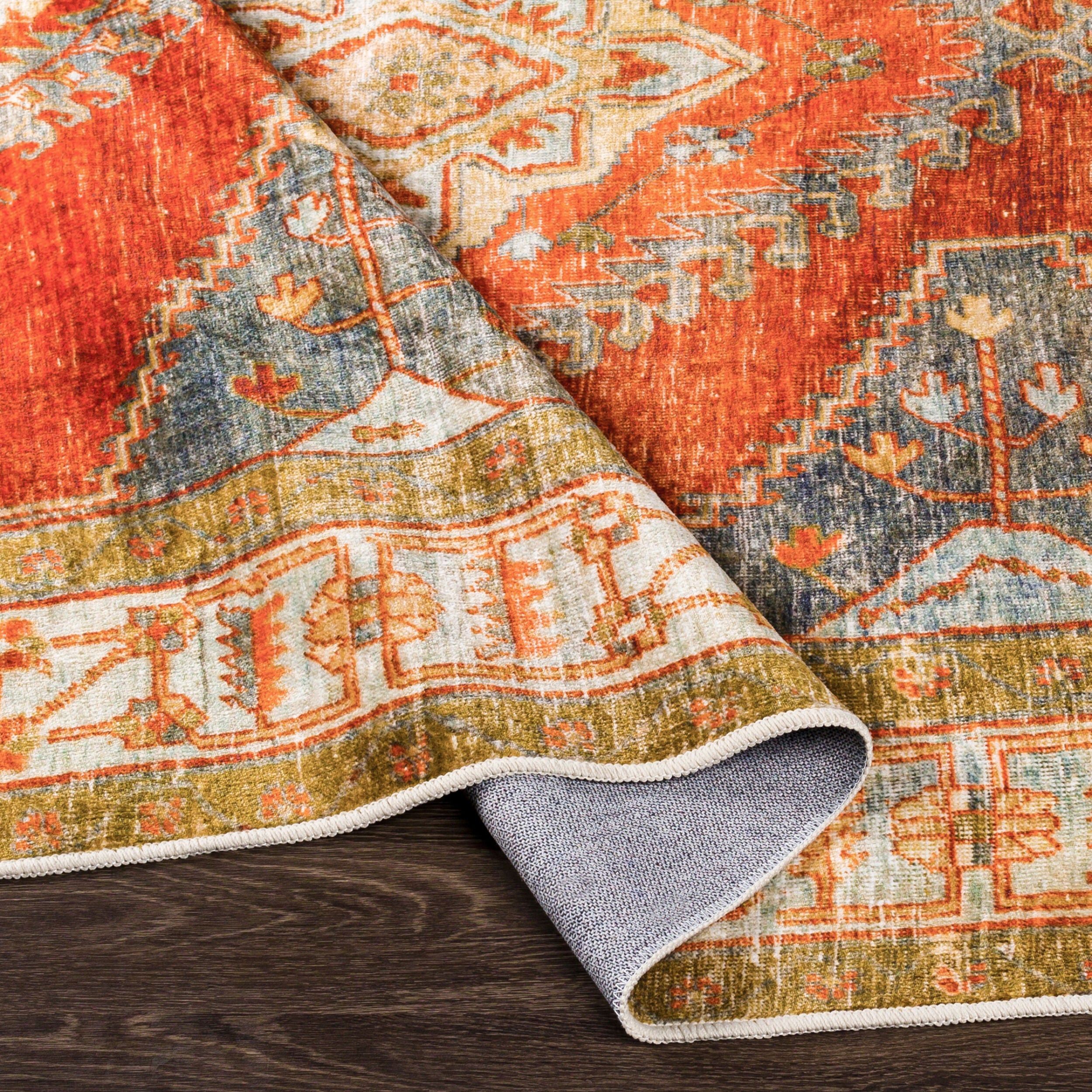Surya Lavable LVB-2301 Red Machine Washable Area Rug by LIVABLISS