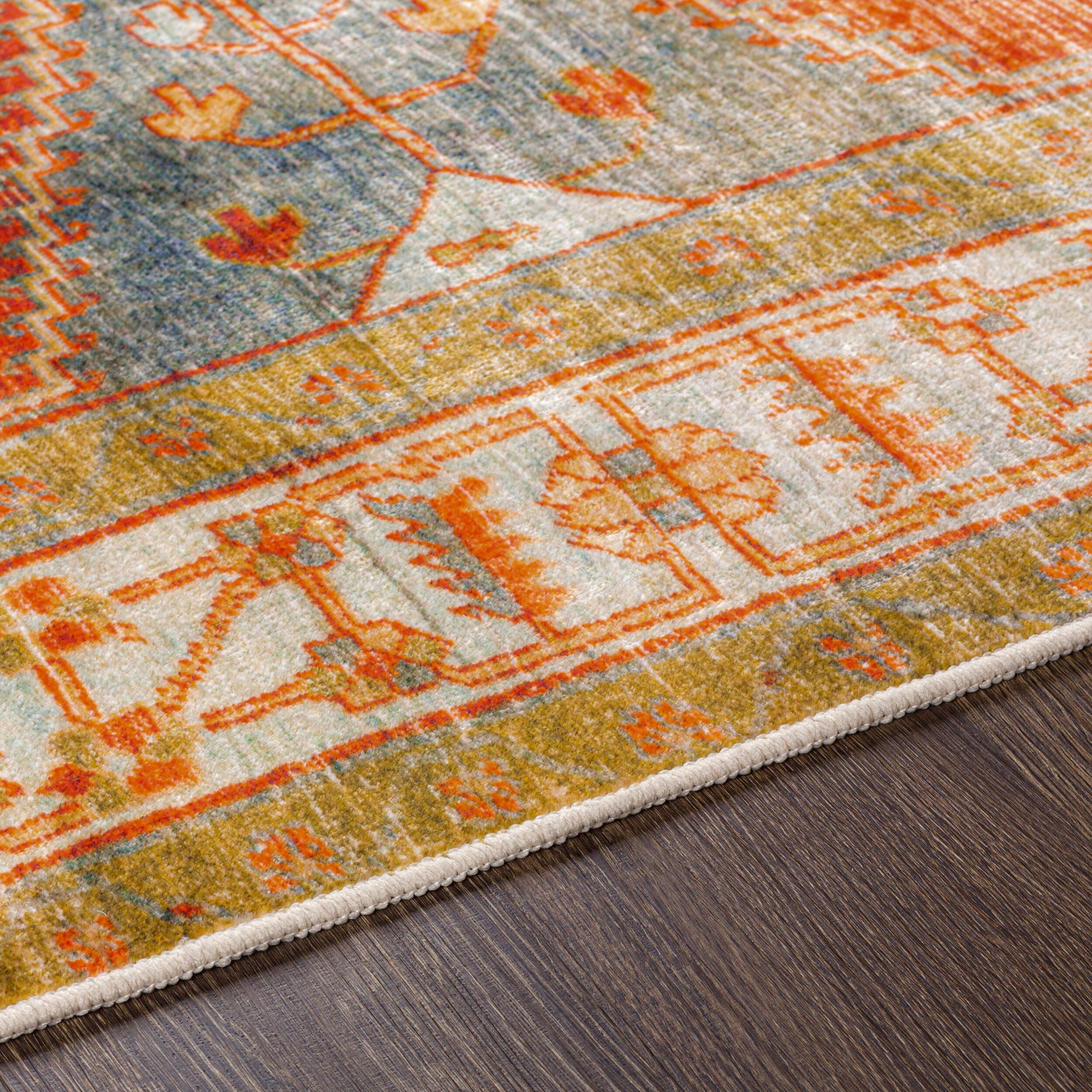 Surya Lavable LVB-2301 Red Machine Washable Area Rug by LIVABLISS