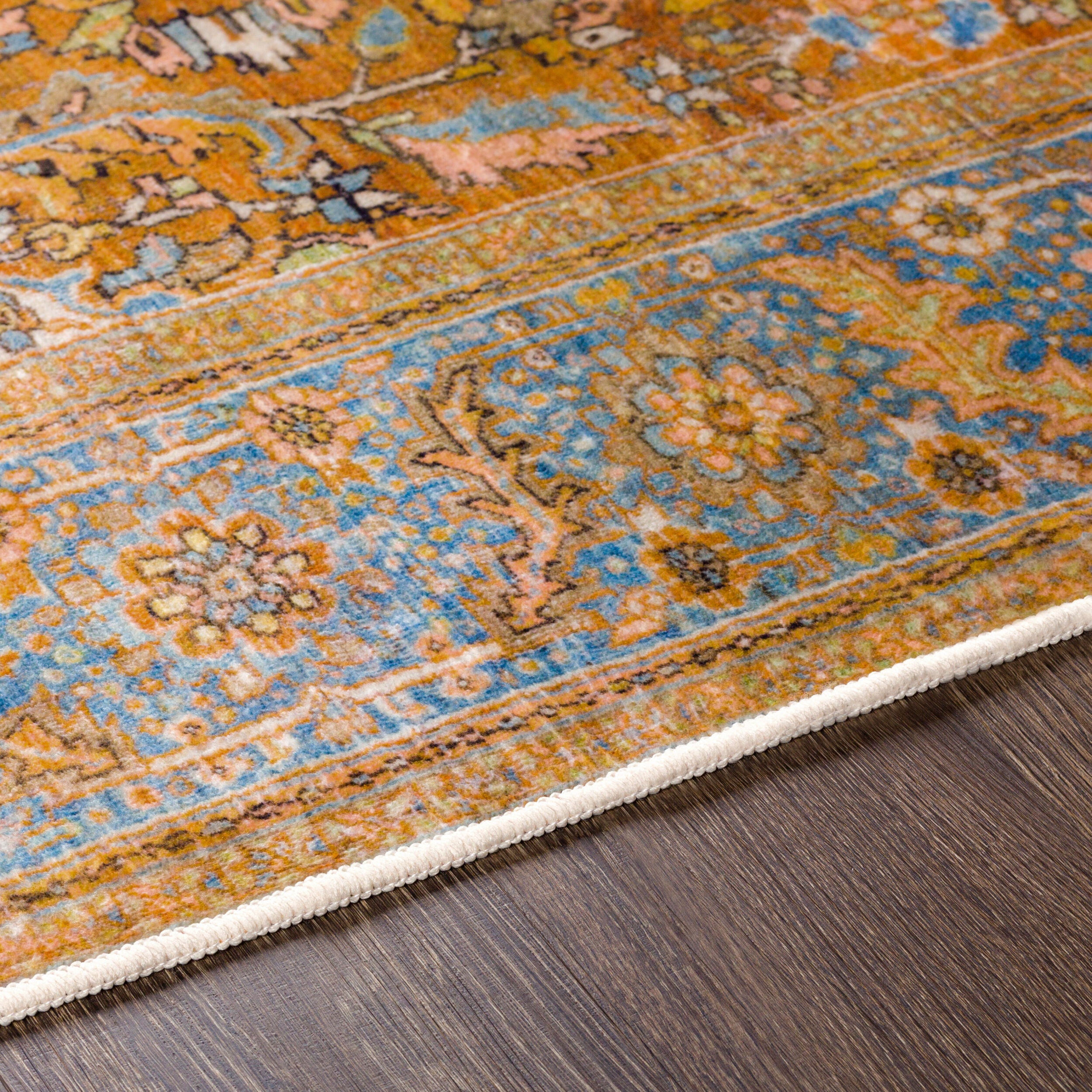 Surya Lavable LVB-2302 Burnt Orange Machine Washable Area Rug by LIVABLISS