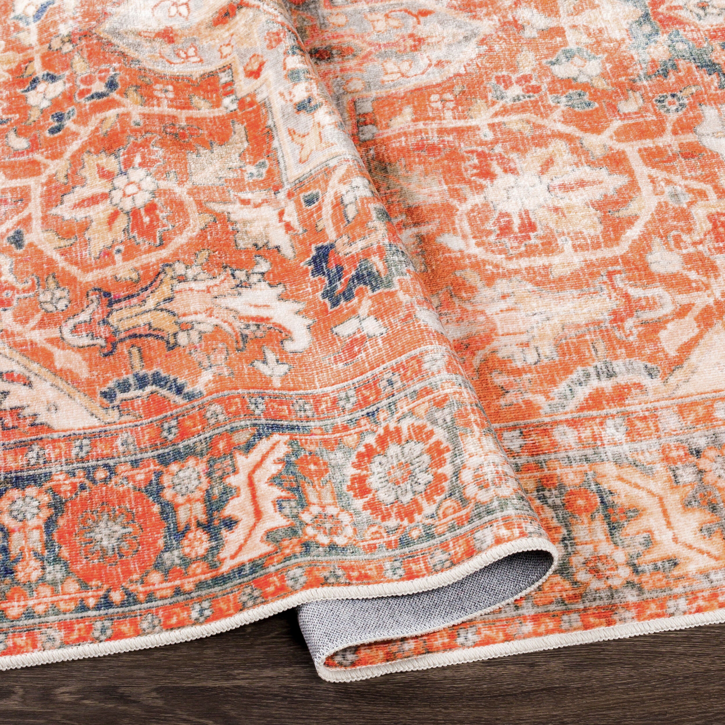 Surya Lavable LVB-2303 Red Machine Washable Area Rug by LIVABLISS