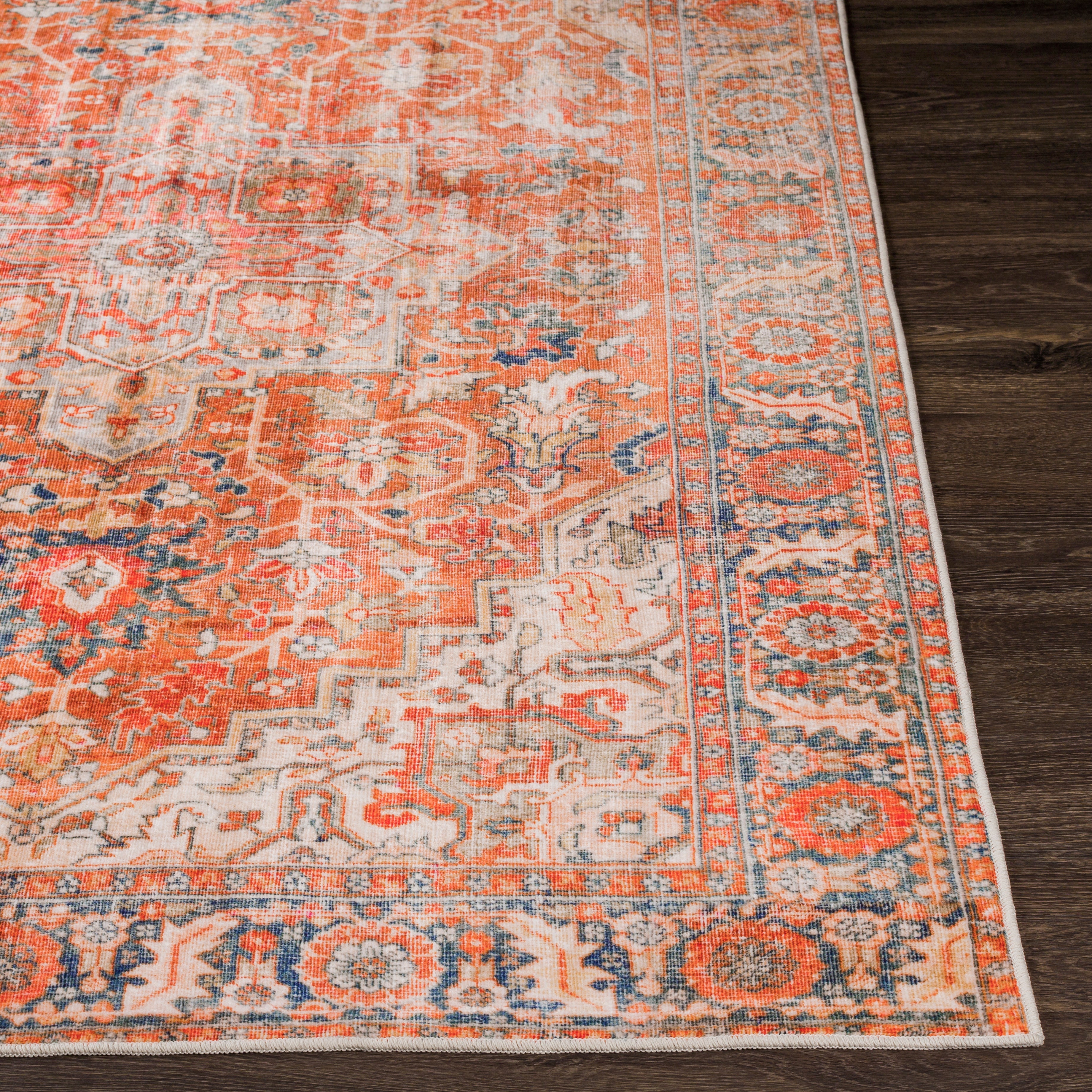Surya Lavable LVB-2303 Red Machine Washable Area Rug by LIVABLISS