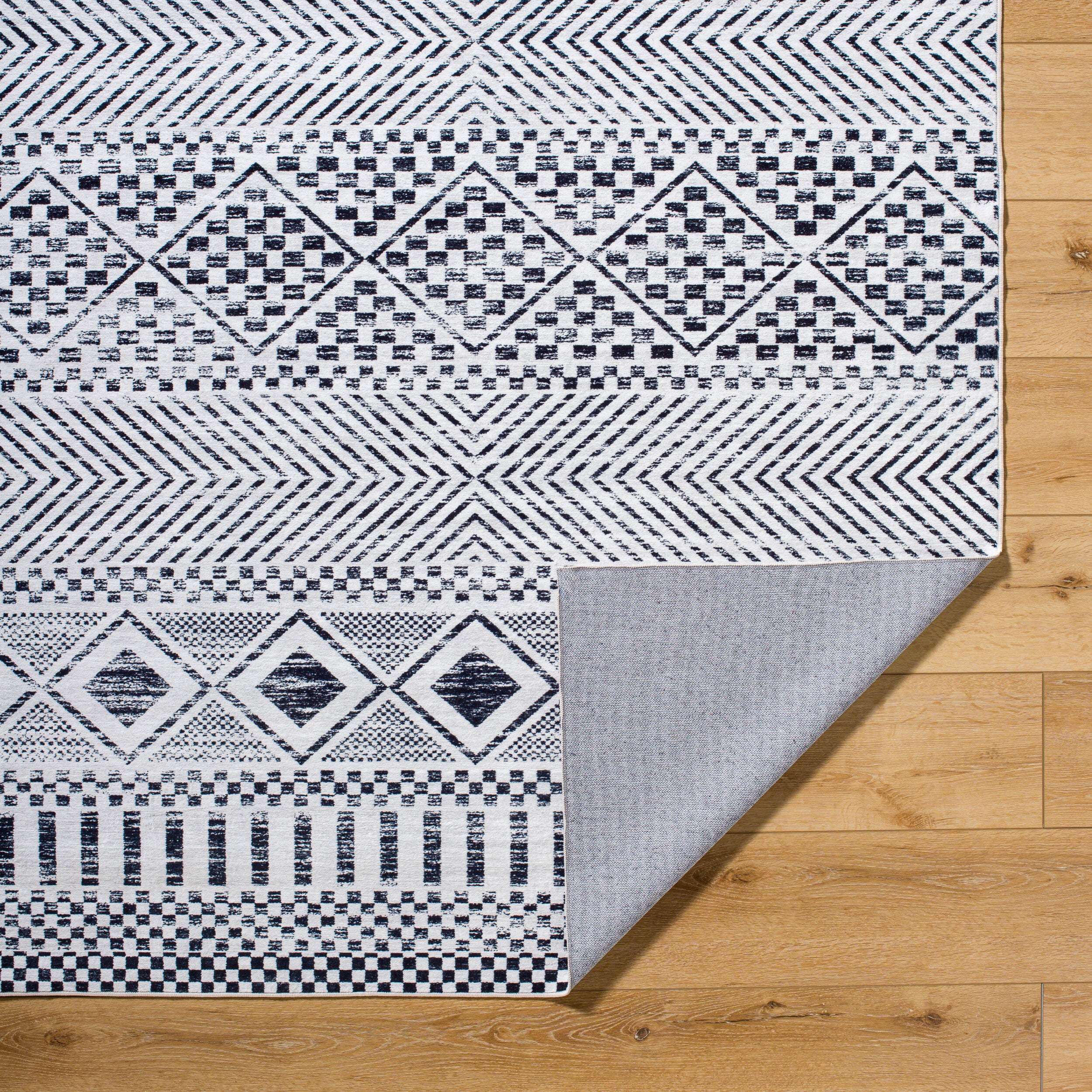 Surya Lavable LVB-2328 Charcoal Machine Washable Area Rug by LIVABLISS