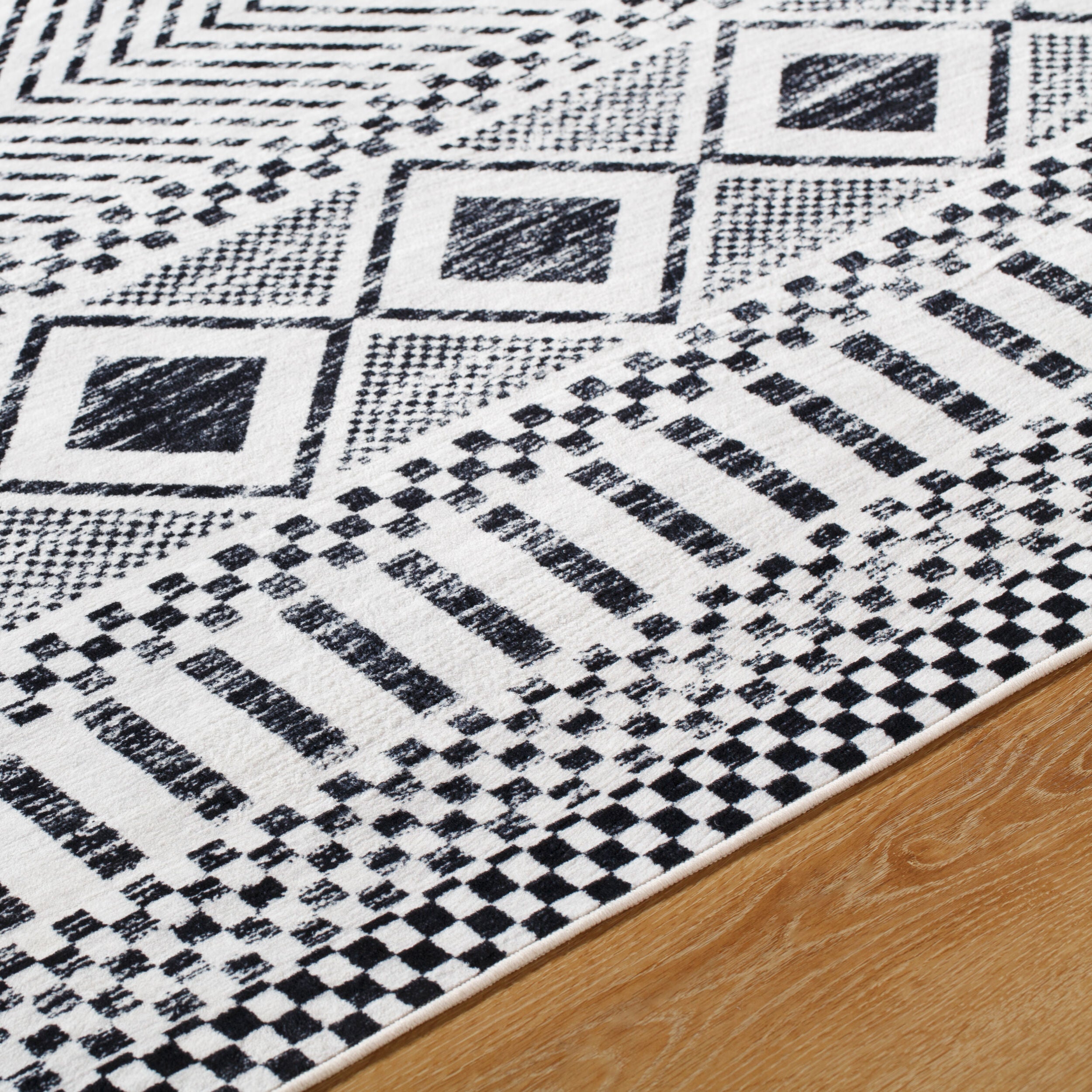 Surya Lavable LVB-2328 Charcoal Machine Washable Area Rug by LIVABLISS