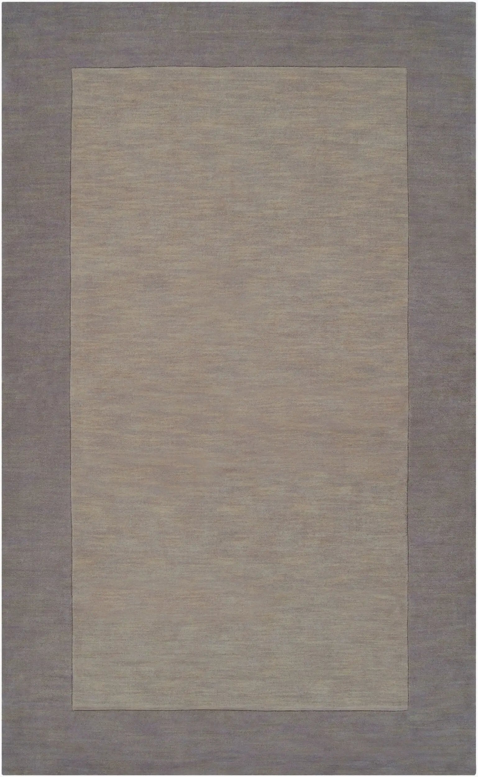 Livabliss Mystique M-312 charcoal area rug with lighter center field and textured wool pile, adding structural depth to contemporary interiors.