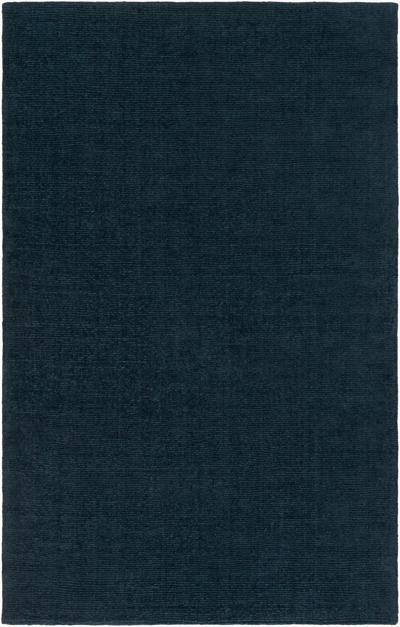 Livabliss Mystique M-340 Dark blue hand-loomed wool area rug with high-low pile texture, sourced from India for contemporary living spaces.