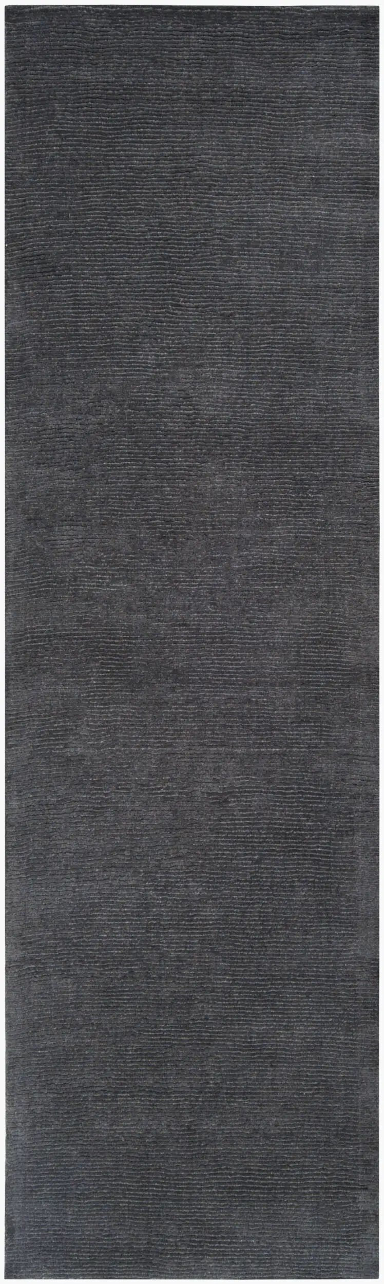Livabliss Mystique M-341 Charcoal hallway runner rug with textured high-low pile wool surface, featuring hand-loomed construction from India for durable modern style.