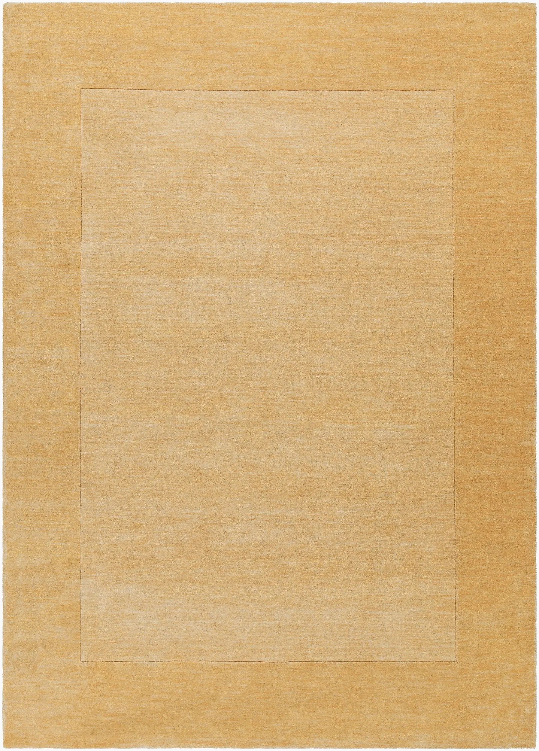 Livabliss Mystique M-345 Camel color area rug with textured surface and subtle border design, inspired by traditional hand-looming techniques for modern interiors.
